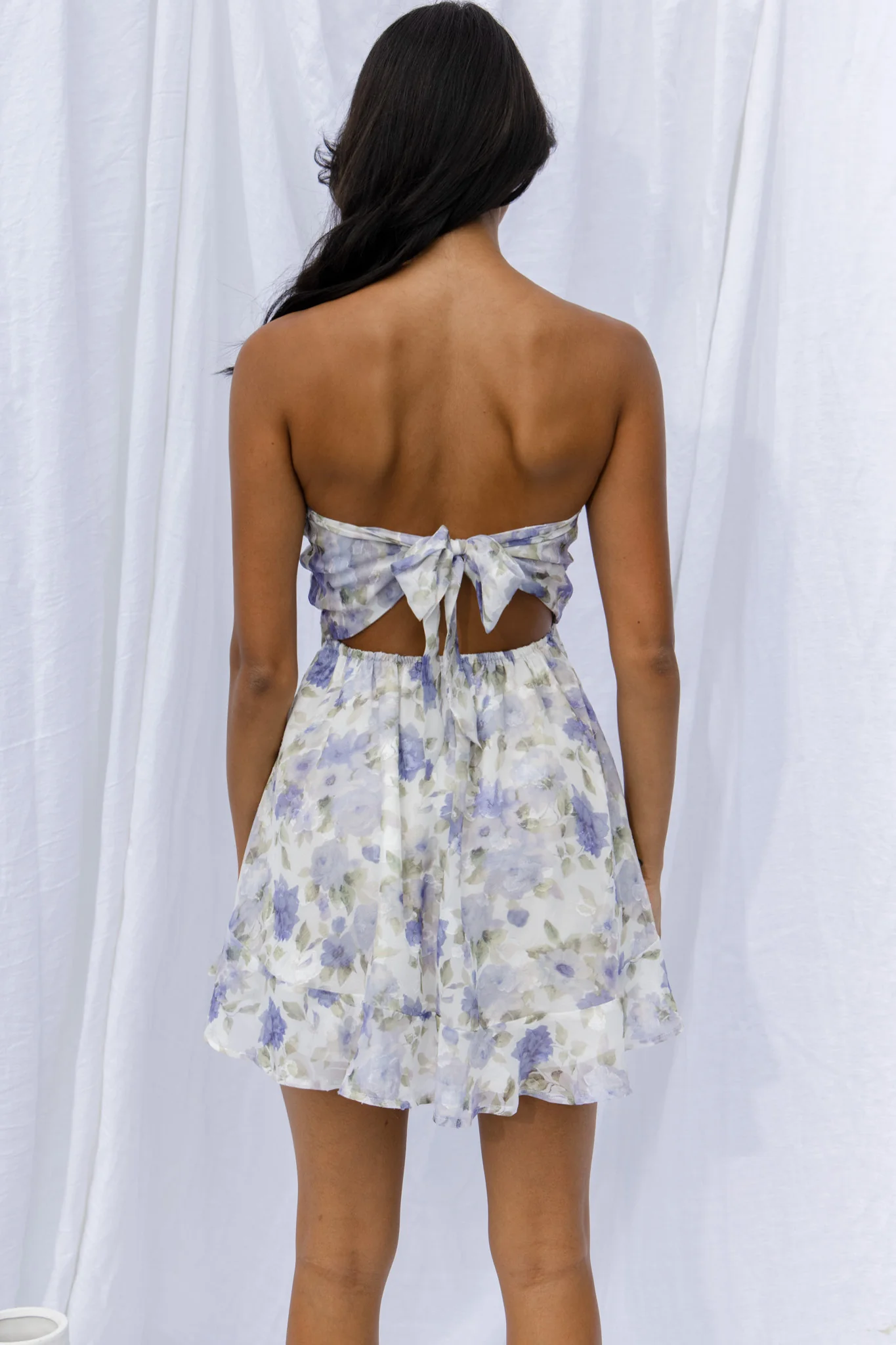 5 O'Clock Somewhere Shirred Bust Mini Dress Floral Blue - Image 7