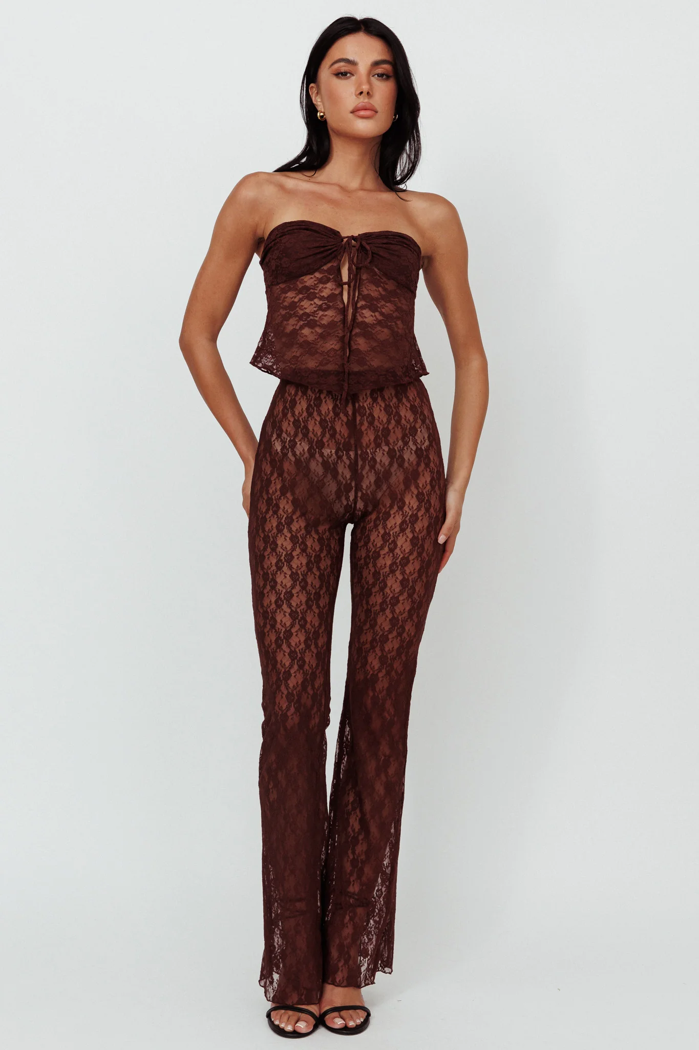 A La Mode Lace Pants Brown - Image 3