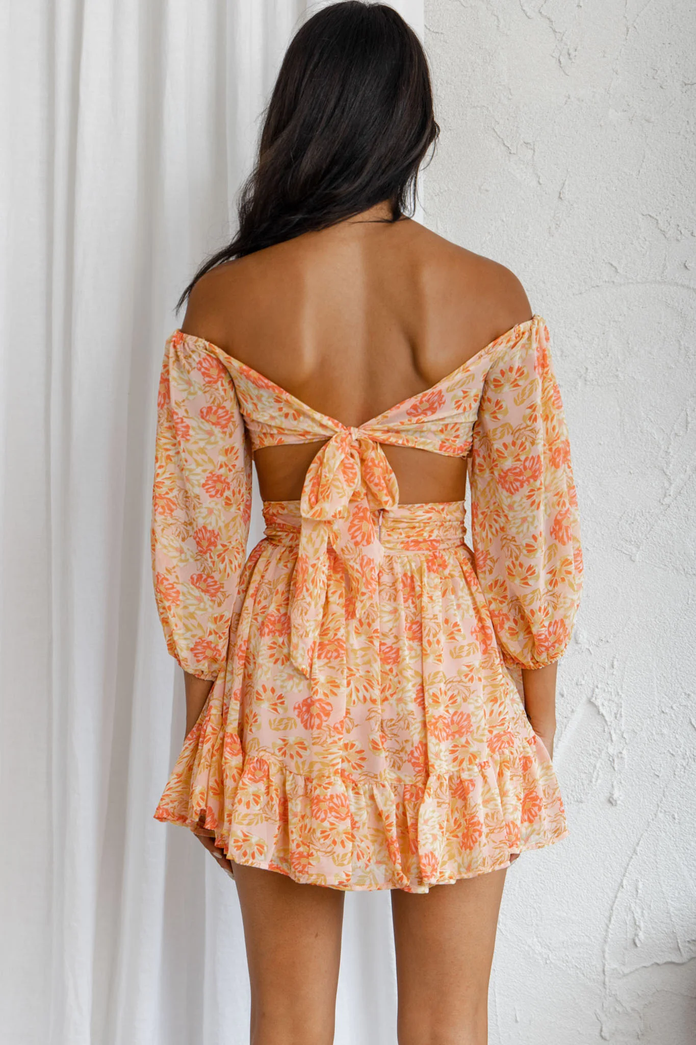 Abby Waistband A-Line Ruffle Hem Skirt Floral Print Pink - Image 2