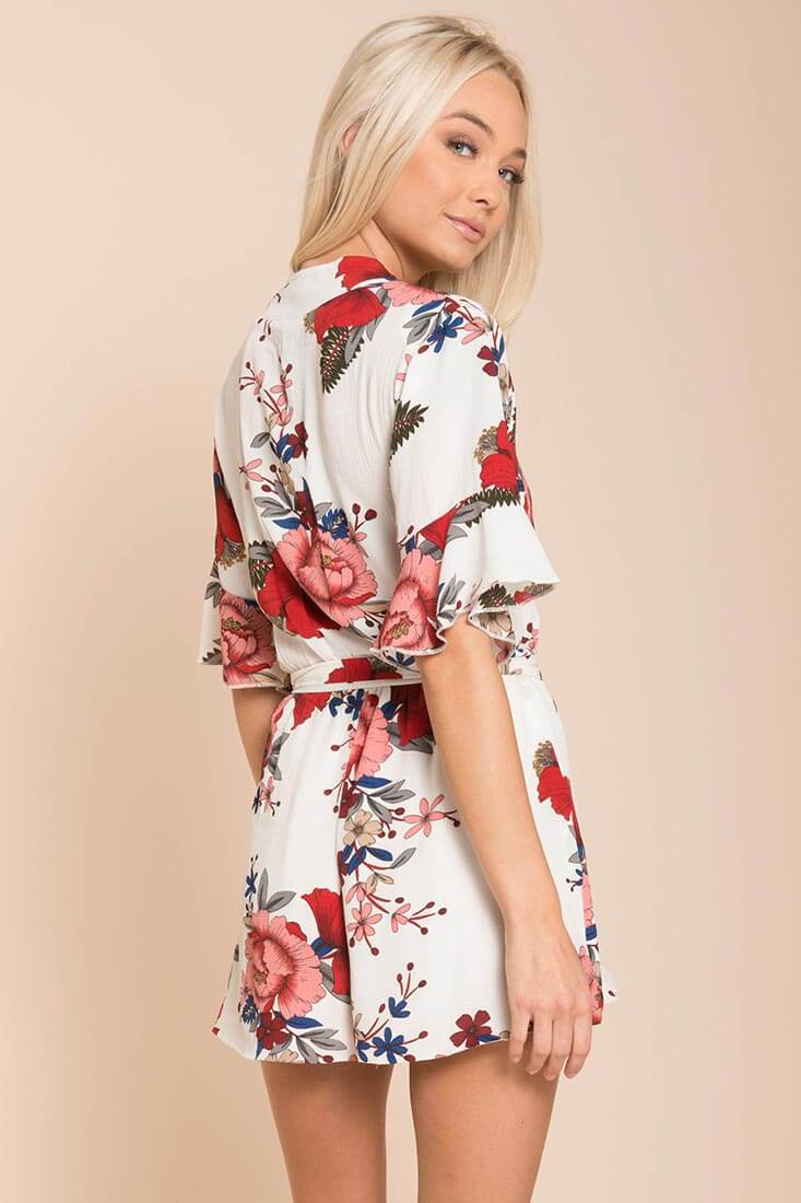 Abril Floral Romper White/Red - Image 4
