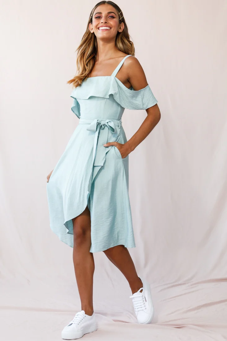 Adali Flowy Summer Midi Dress Pistachio Green - Image 2
