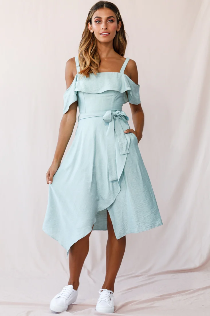 Adali Flowy Summer Midi Dress Pistachio Green - Image 5