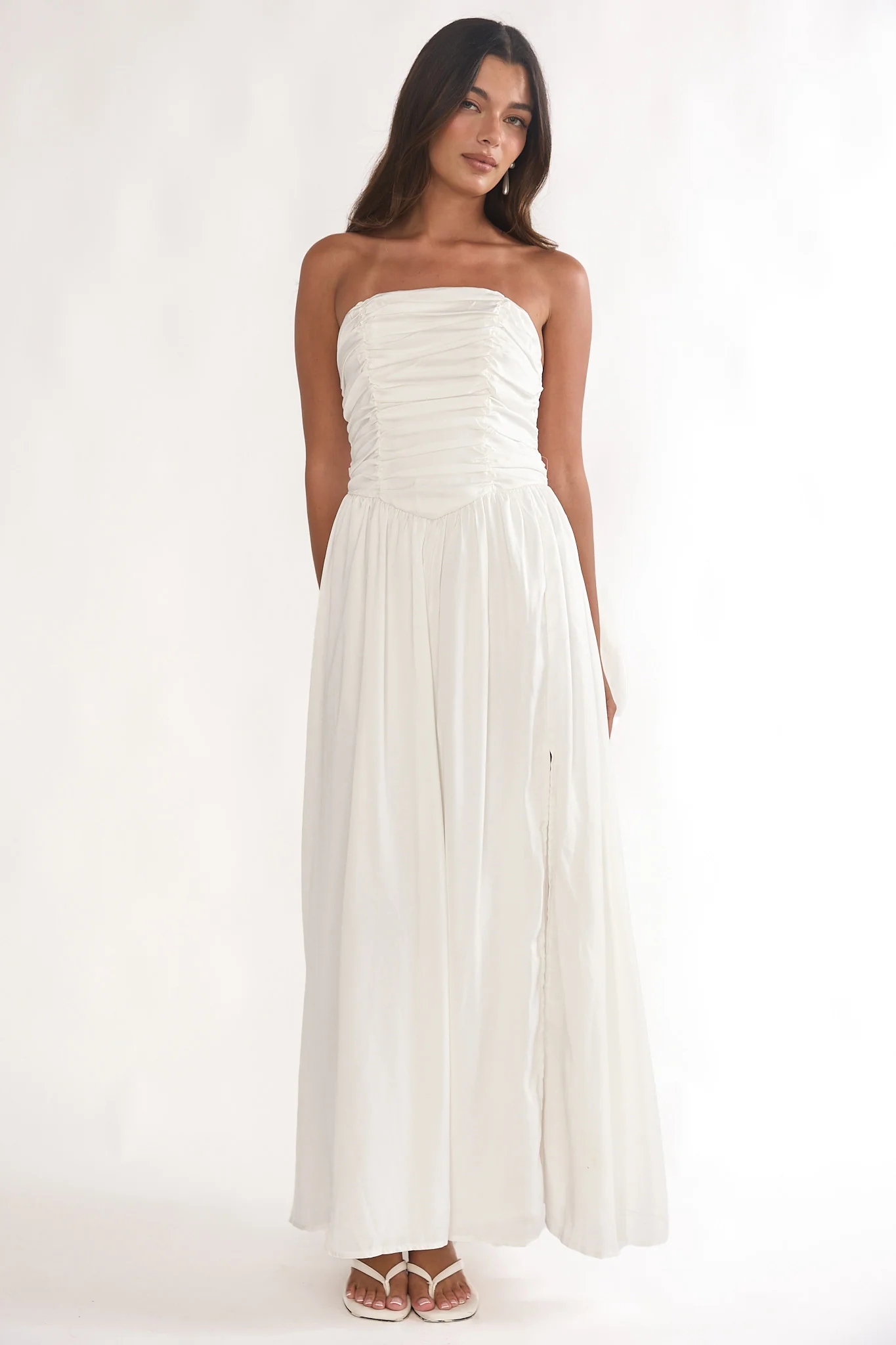 Adalynne Strapless Bow Back Maxi Dress White - Image 4