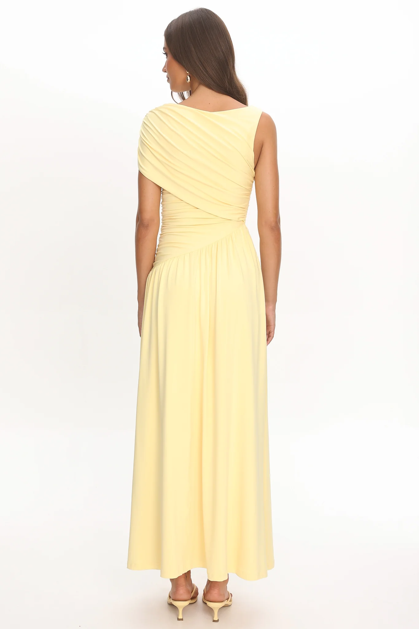 Adiel Ruched Asymmetric Waist Maxi Dress Butter - Image 3