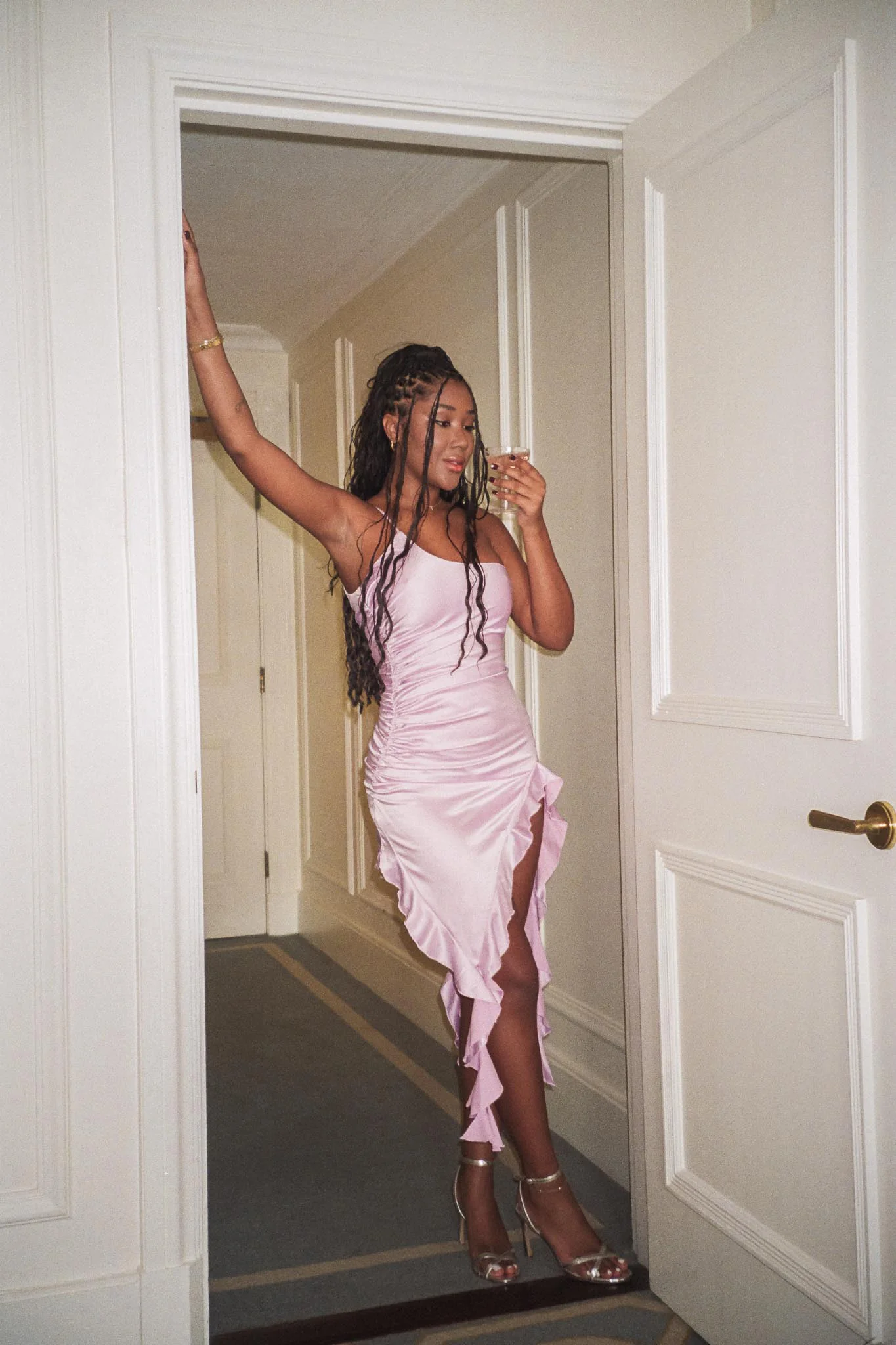 After Party One Shoulder Ruffle Mini Dress Lilac - Image 2