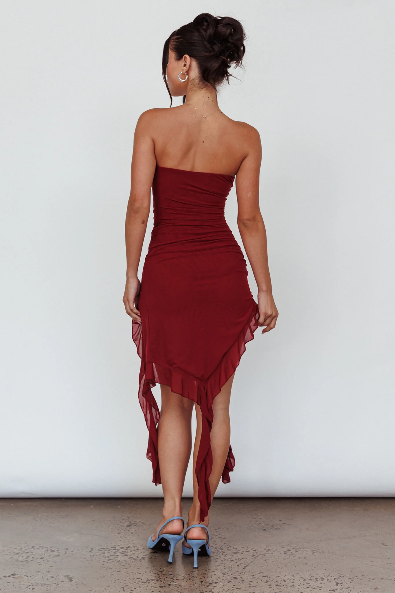 After Party Ruffle Trim Mini Dress Sangria - Image 3