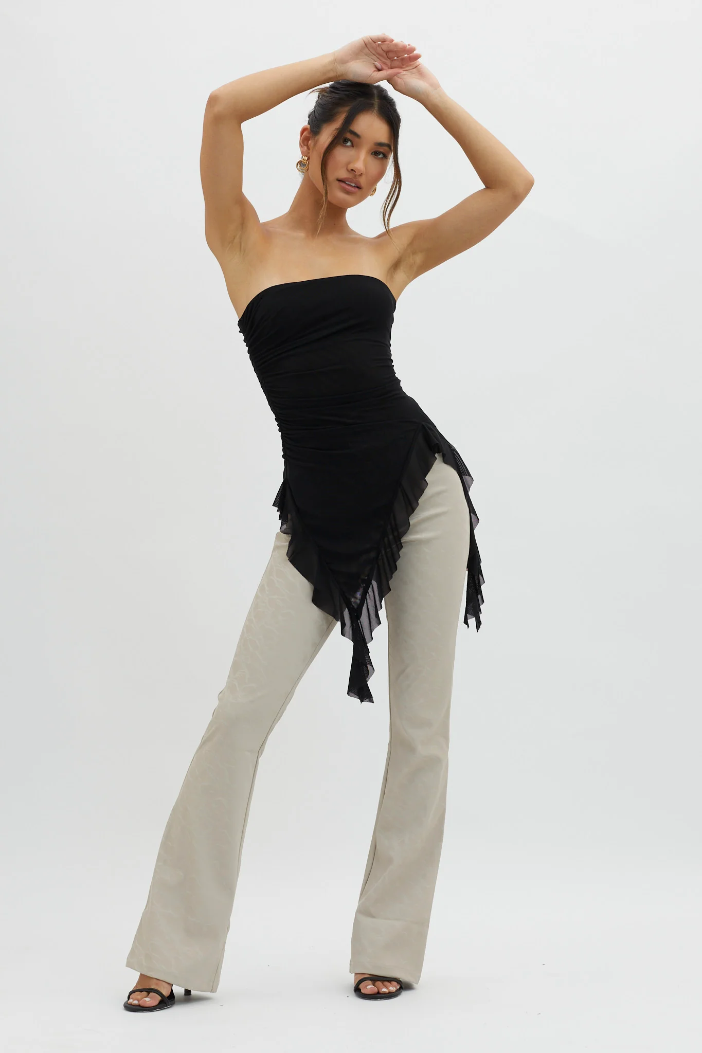 After Party Ruffle Trim Top Black - Image 4
