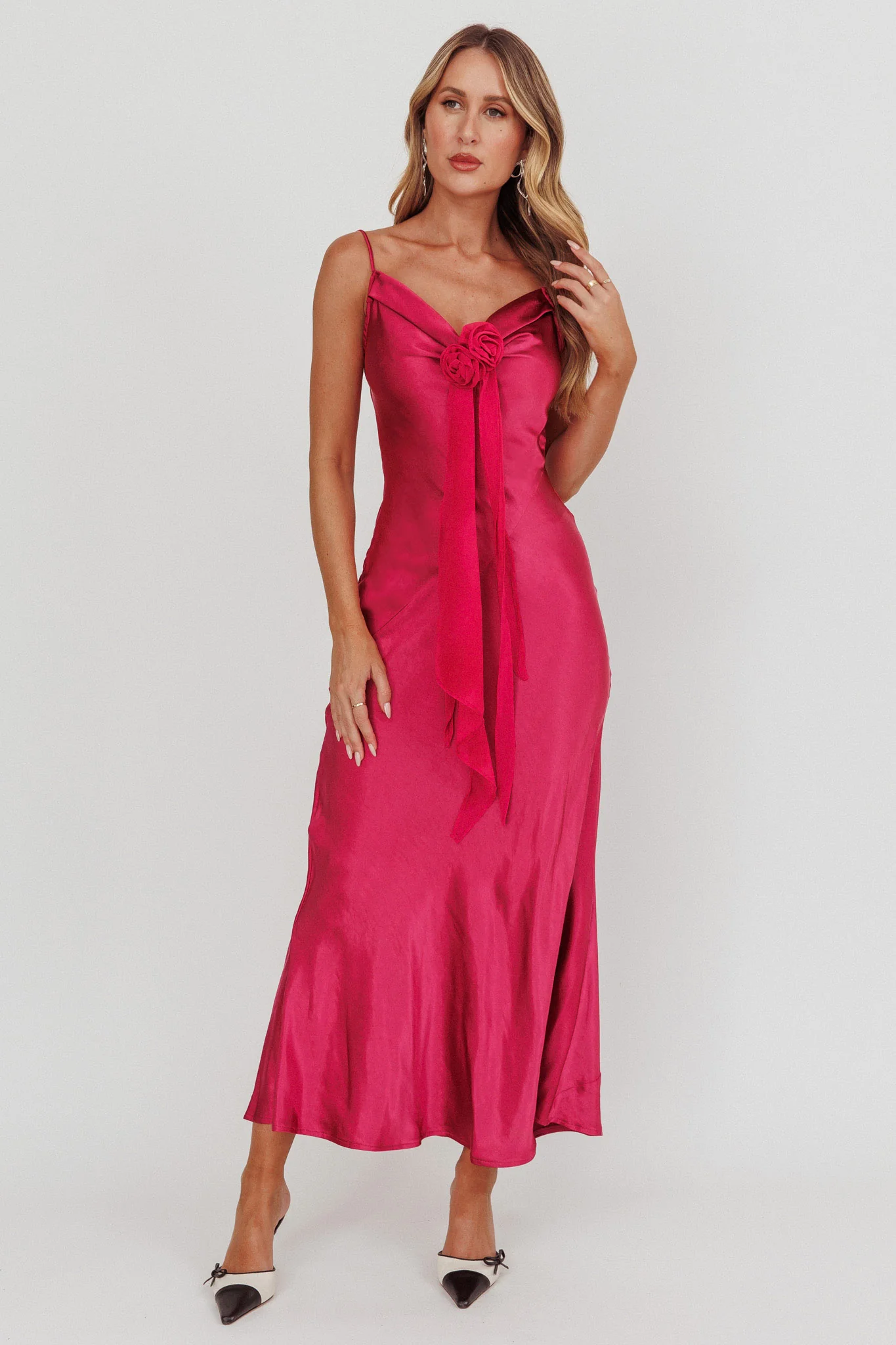 Afterglow Backless Cowl Neck Maxi Dress Berry - Image 2