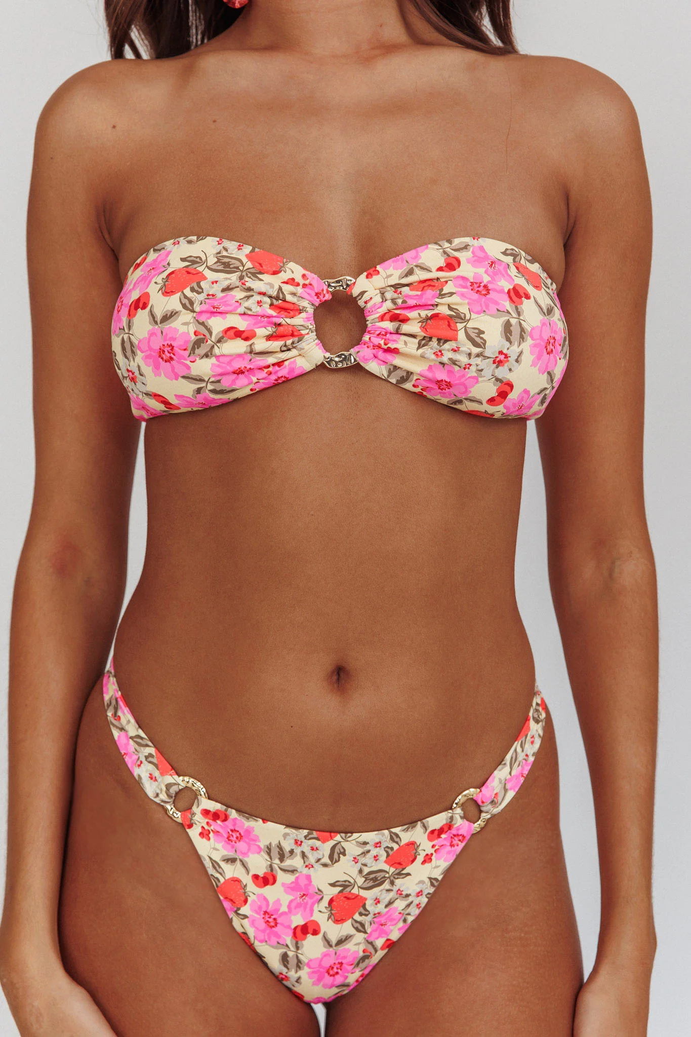 Agape High Cut O-Ring Bikini Bottom Yellow Floral - Image 4