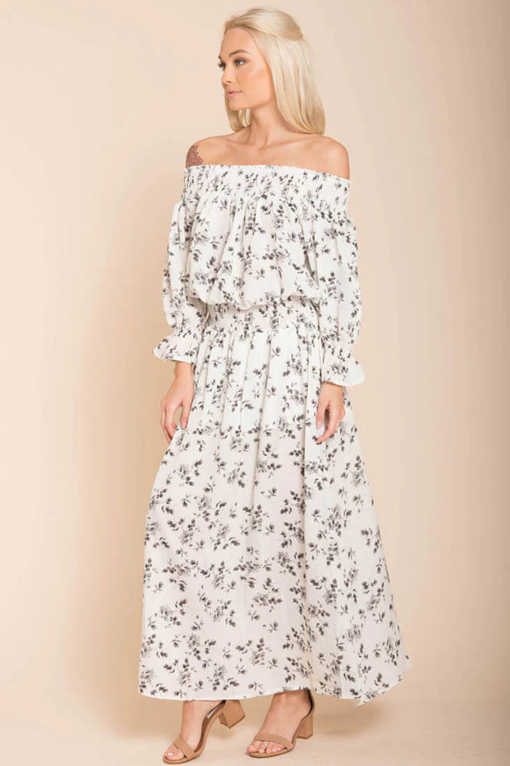 Aiyana High Slit Floral Maxi Dress White - Image 2