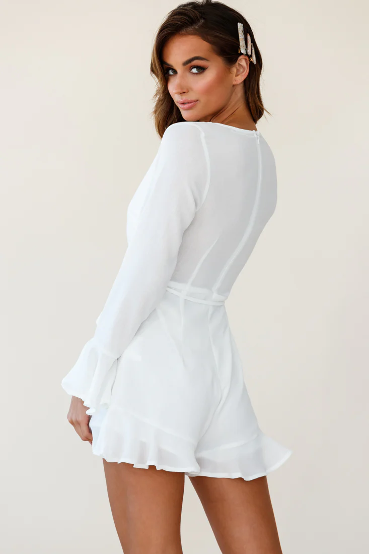 Alameda Flared Cuff Skort Romper White - Image 3
