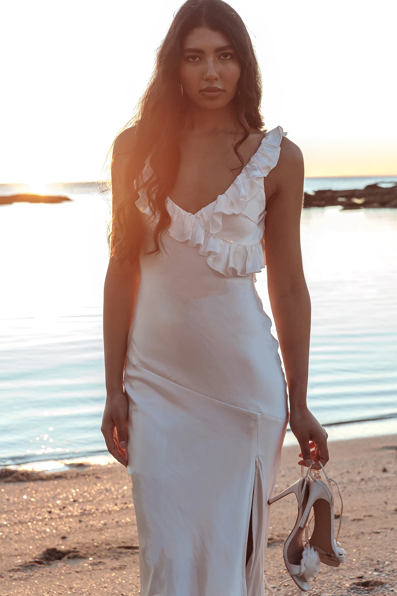 Alba Frill Trim Maxi Dress White - Image 2