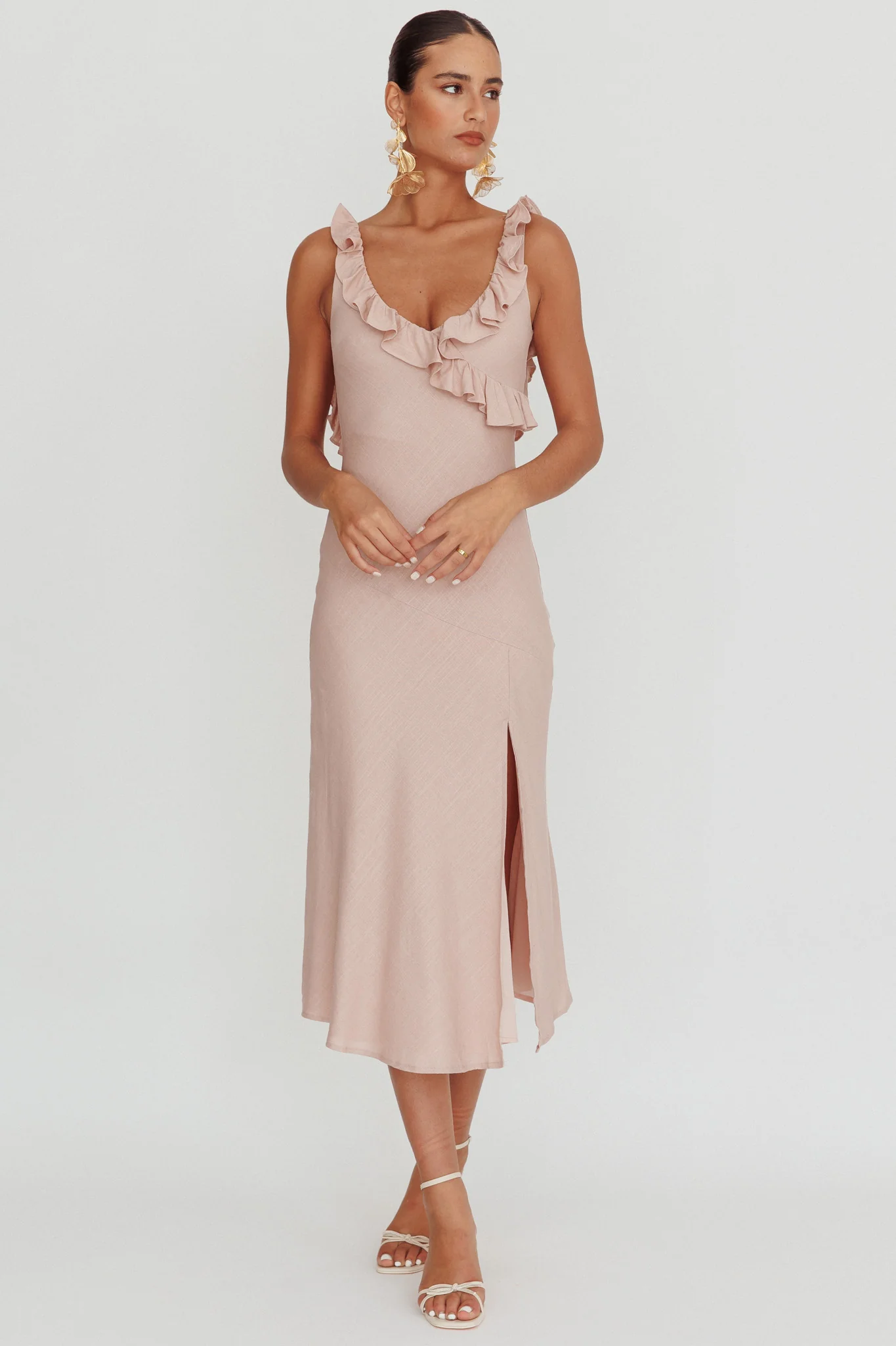 Alba Frill Trim Midi Dress Baby Blush - Image 4