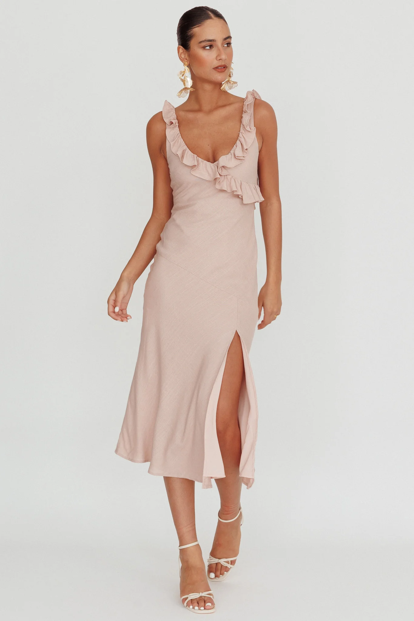 Alba Frill Trim Midi Dress Baby Blush - Image 6