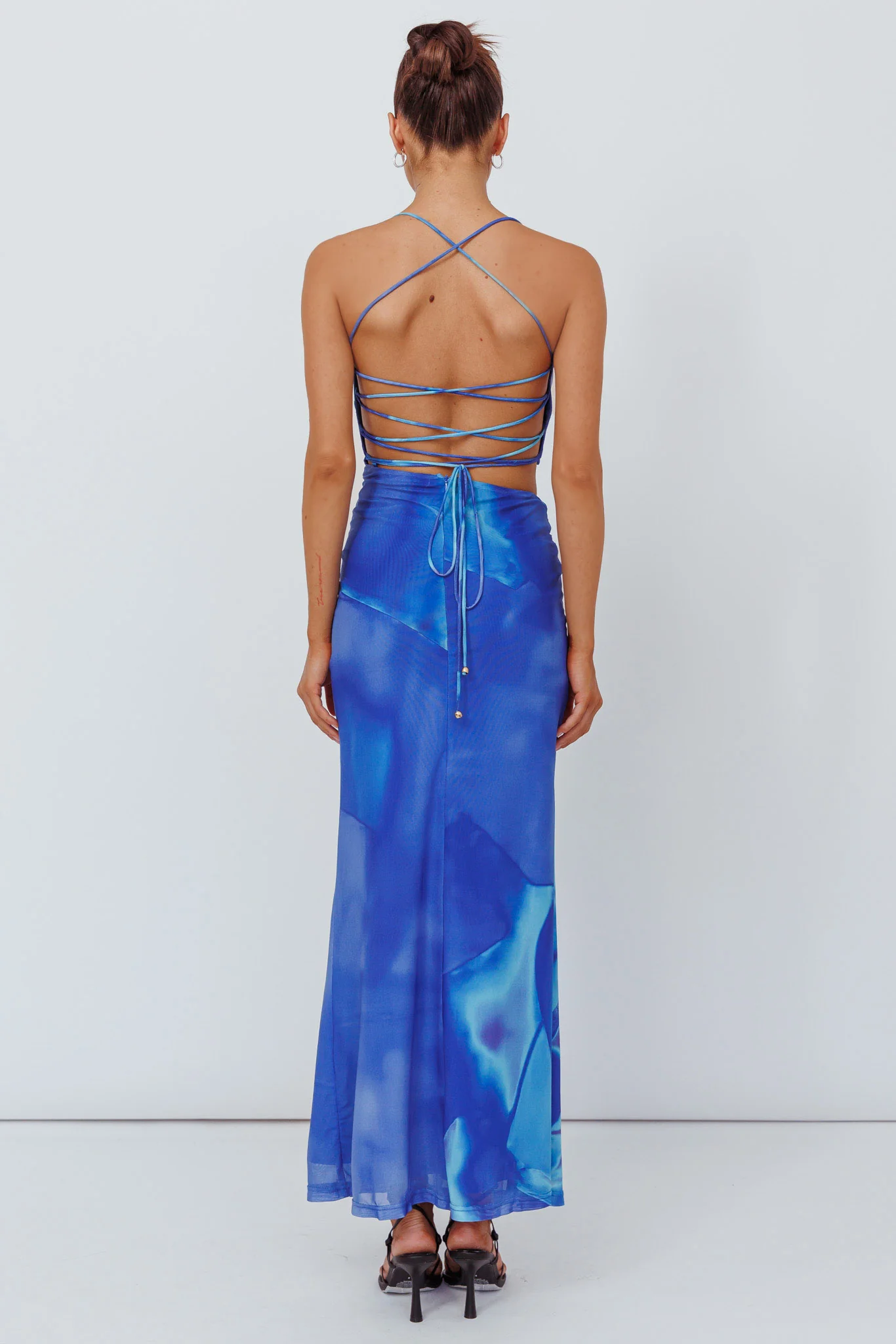 Alejandre Cut-Out Tied Maxi Dress Print Blue - Image 2