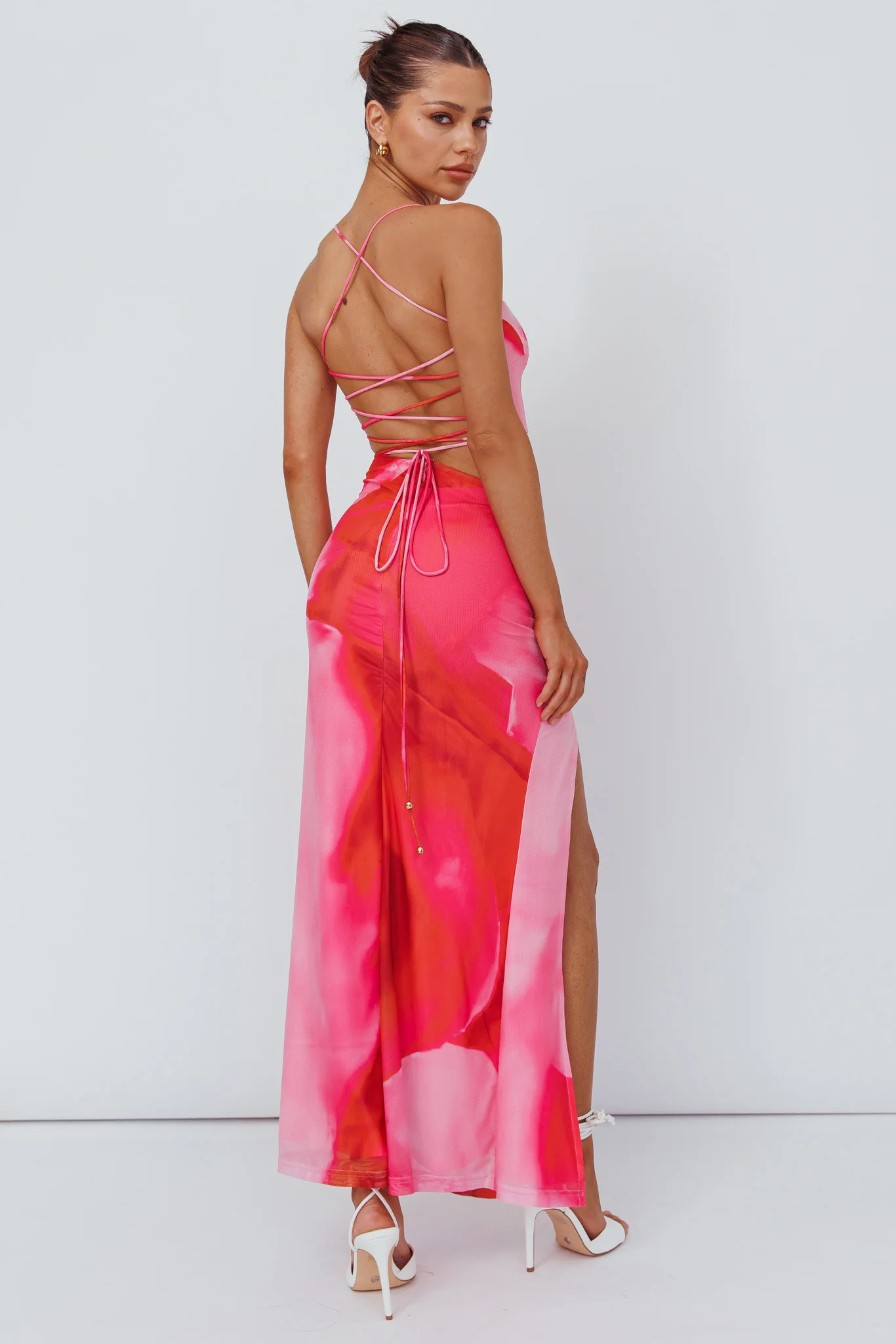 Alejandre Cut-Out Tied Maxi Dress Print Pink - Image 2