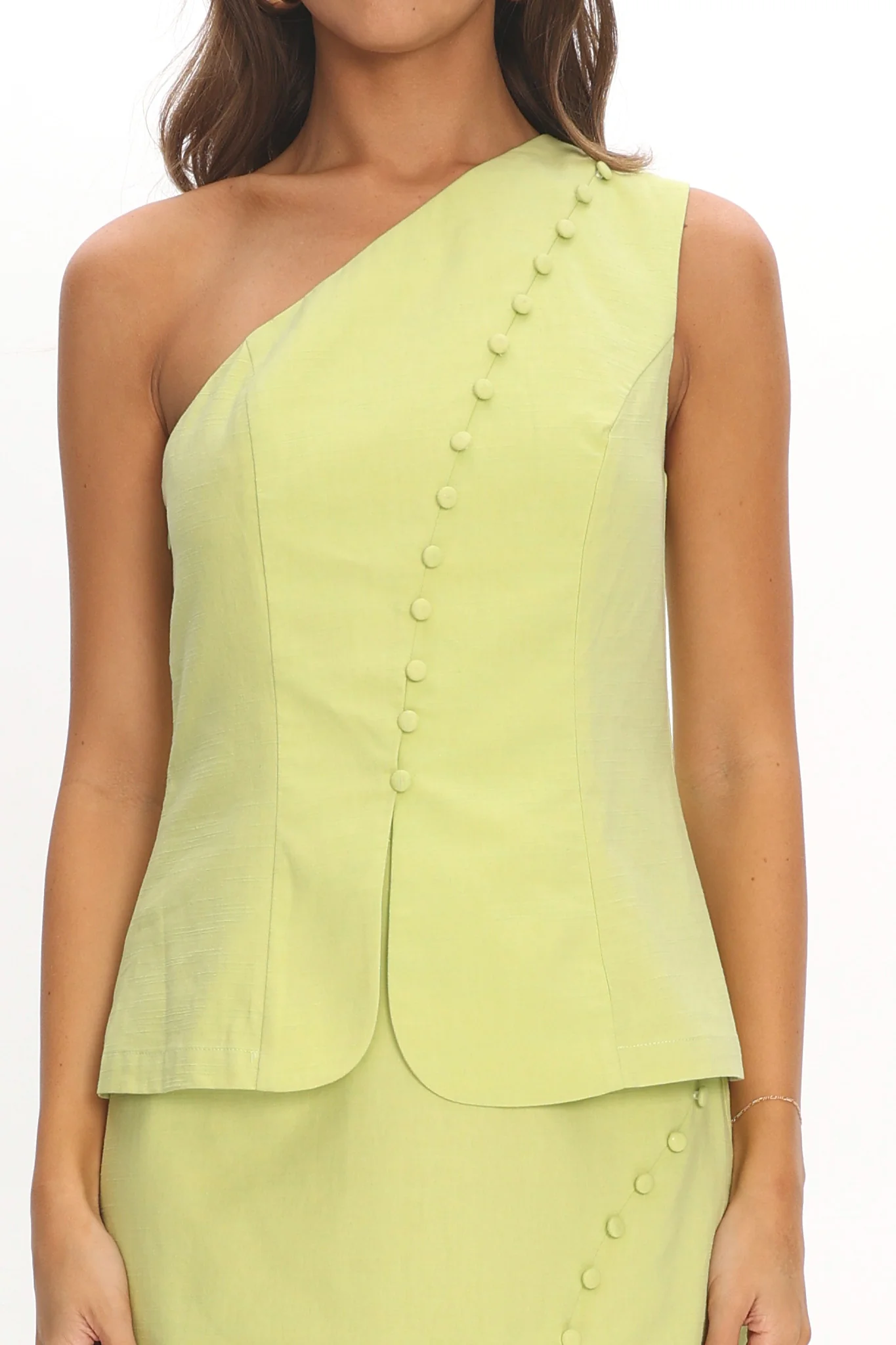 Alessora One Shoulder Top Lime - Image 4