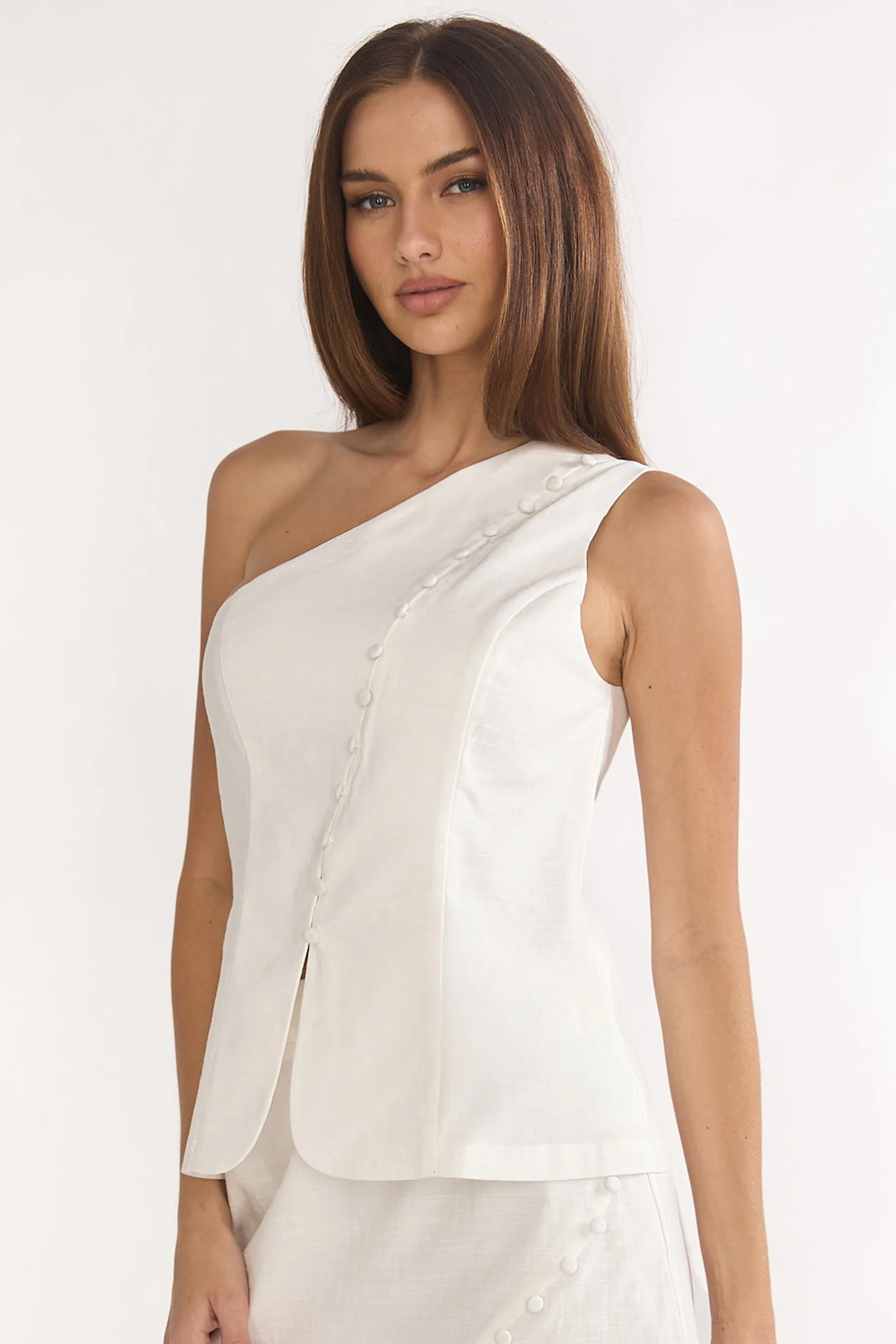 Alessora One Shoulder Top White - Image 6