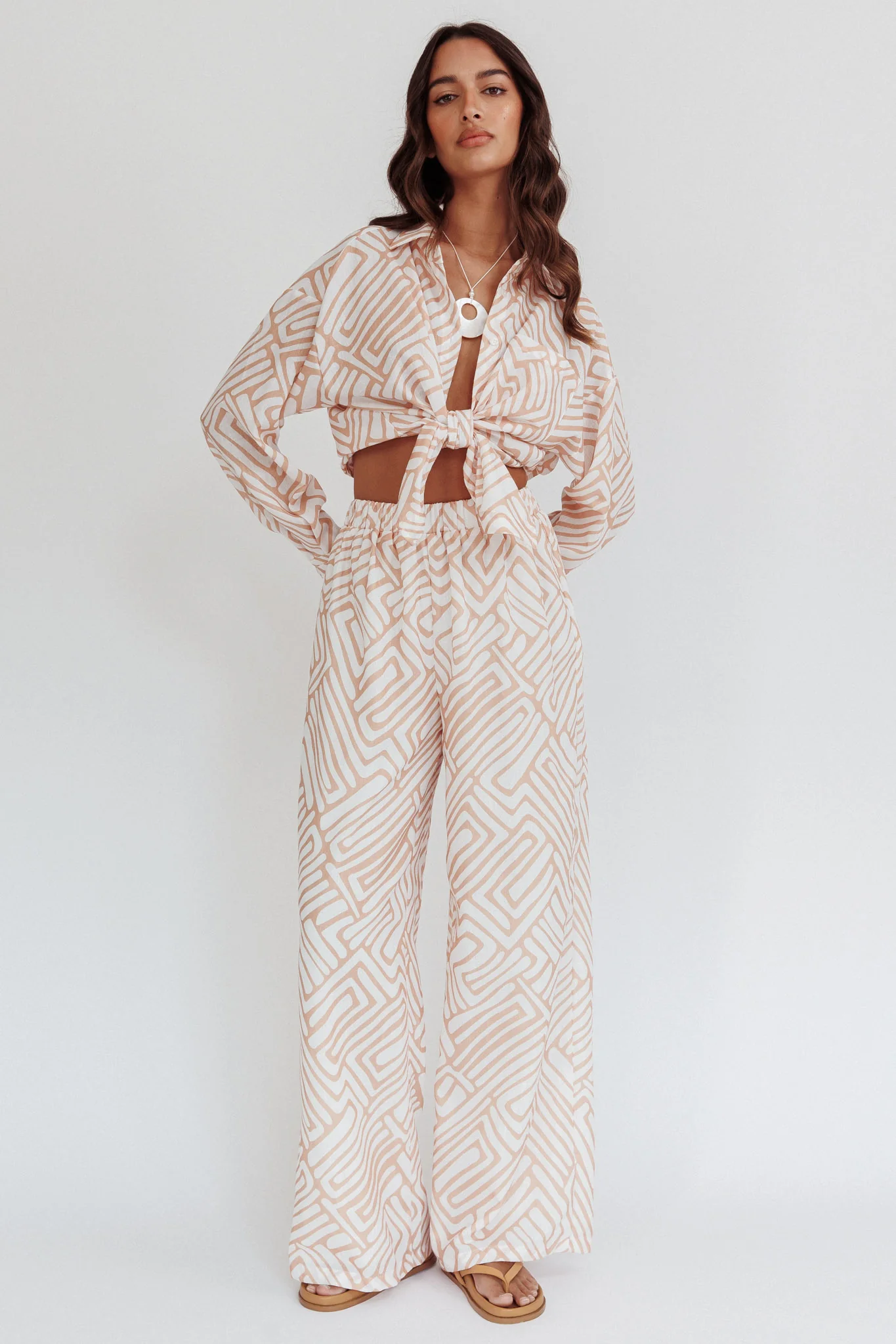 Alex Elastic Waist Pants Print Peach - Image 5