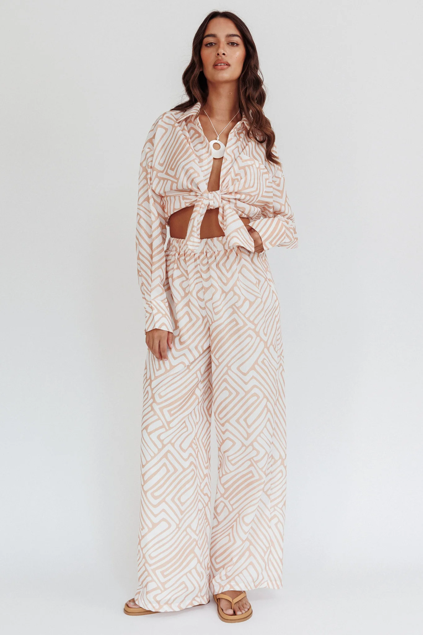 Alex Elastic Waist Pants Print Peach - Image 6
