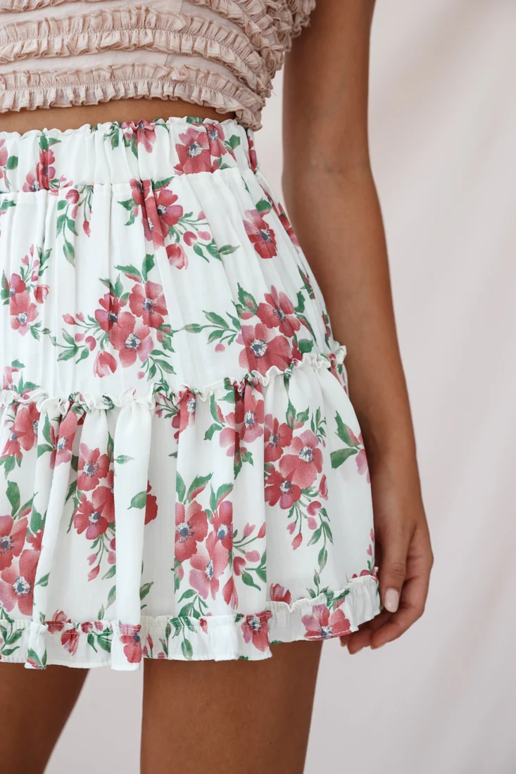 Alexi Floral Mini Skirt White - Image 4