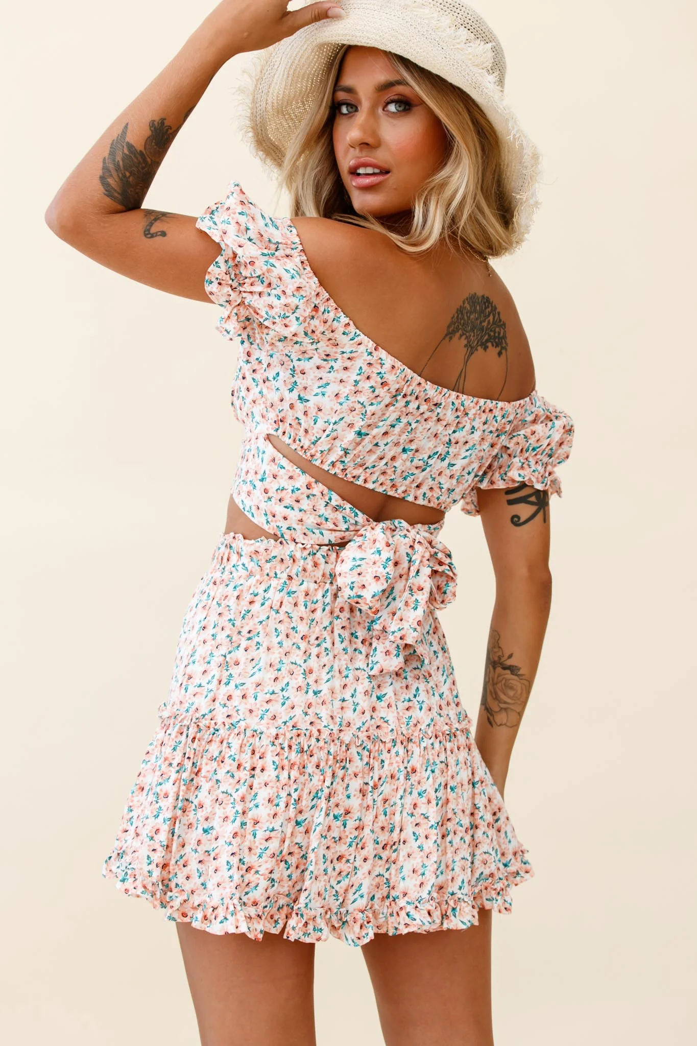 Alexi Frill Trim Mini Skirt Floral Print Pink - Image 3