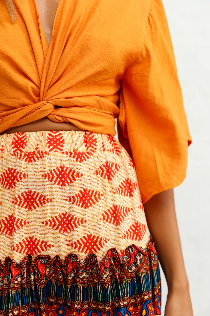 Alexi Mini Skirt Aztec Print Red - Image 5