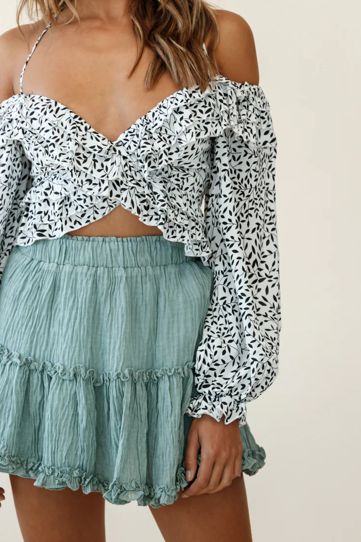 Alexi Mini Skirt Frill Trim Olive - Image 4
