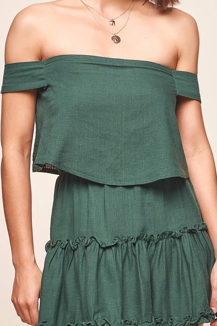 Alexi Off The Shoulder Top Forest Green - Image 5