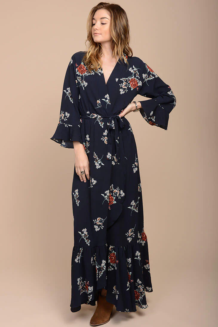 Alice Floral Maxi Dress Navy - Image 2