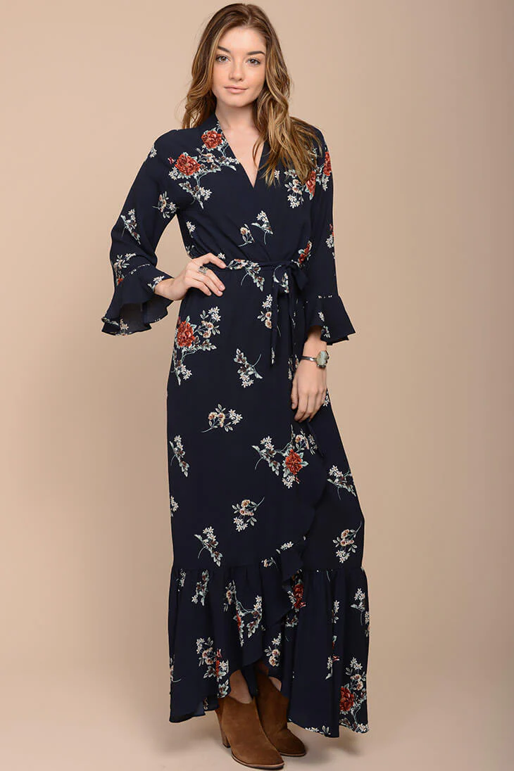 Alice Floral Maxi Dress Navy - Image 3