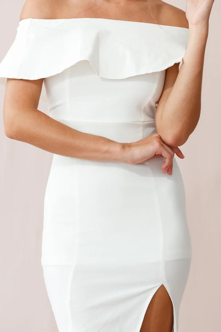 Alina Elegant Bodycon Dress White - Image 4