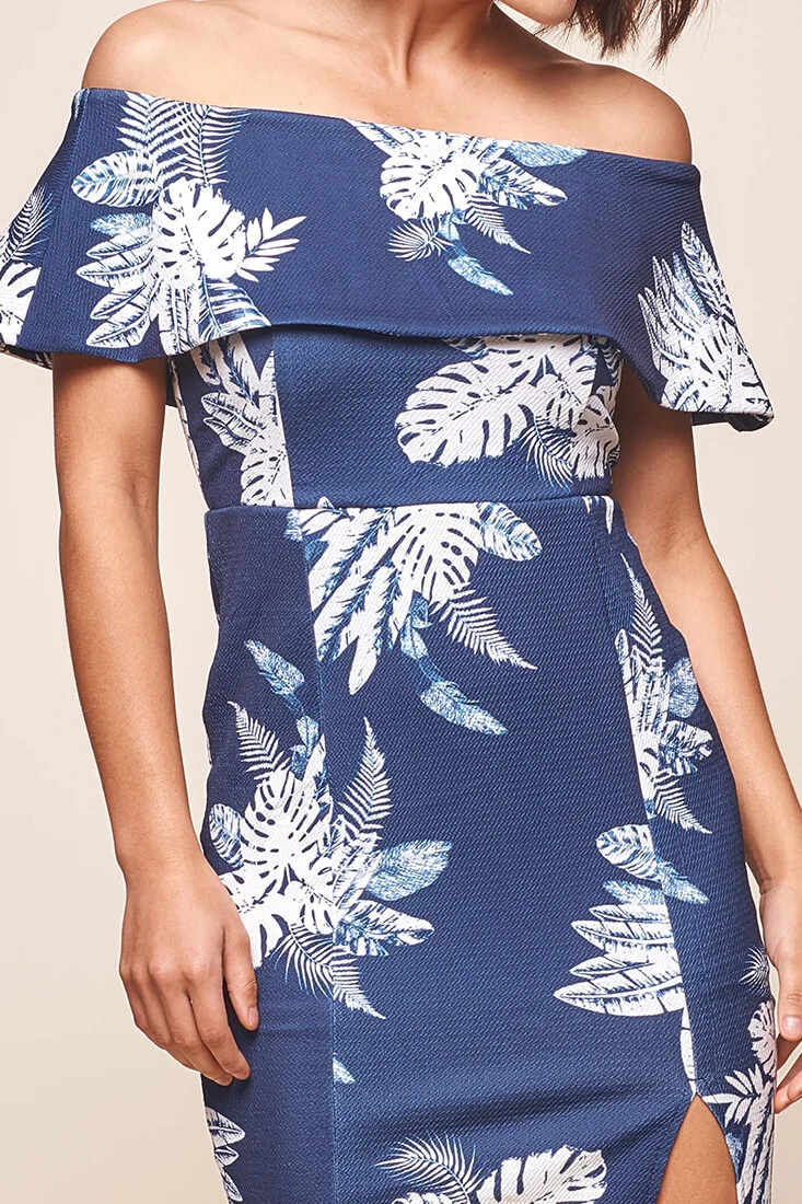Alina Tiered Off Shoulder Dress Navy - Image 5