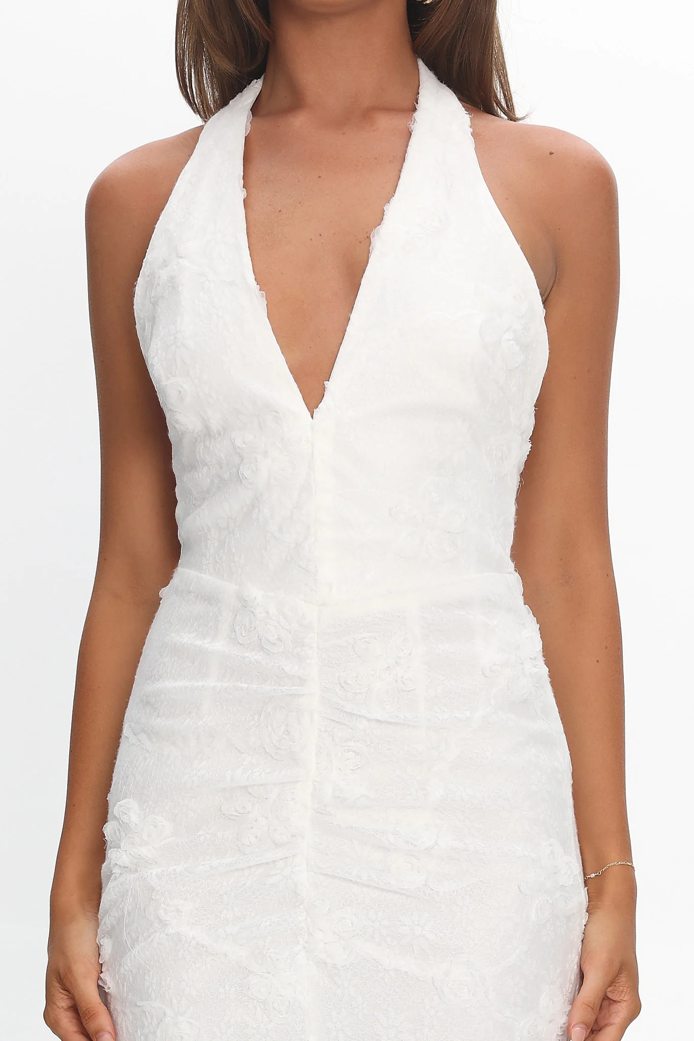 Alisette Halter Split Maxi Dress White - Image 4