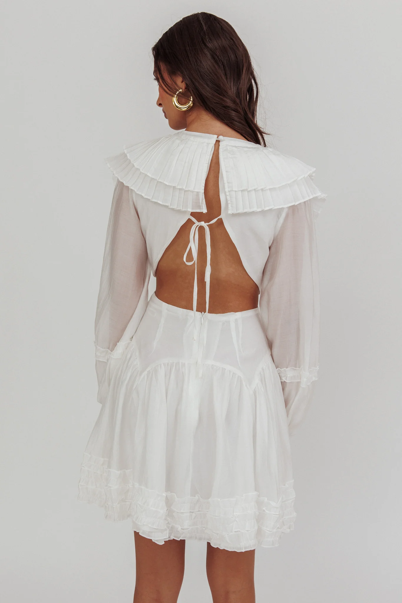 Alive Pleated Sailor Collar Mini Dress White - Image 3