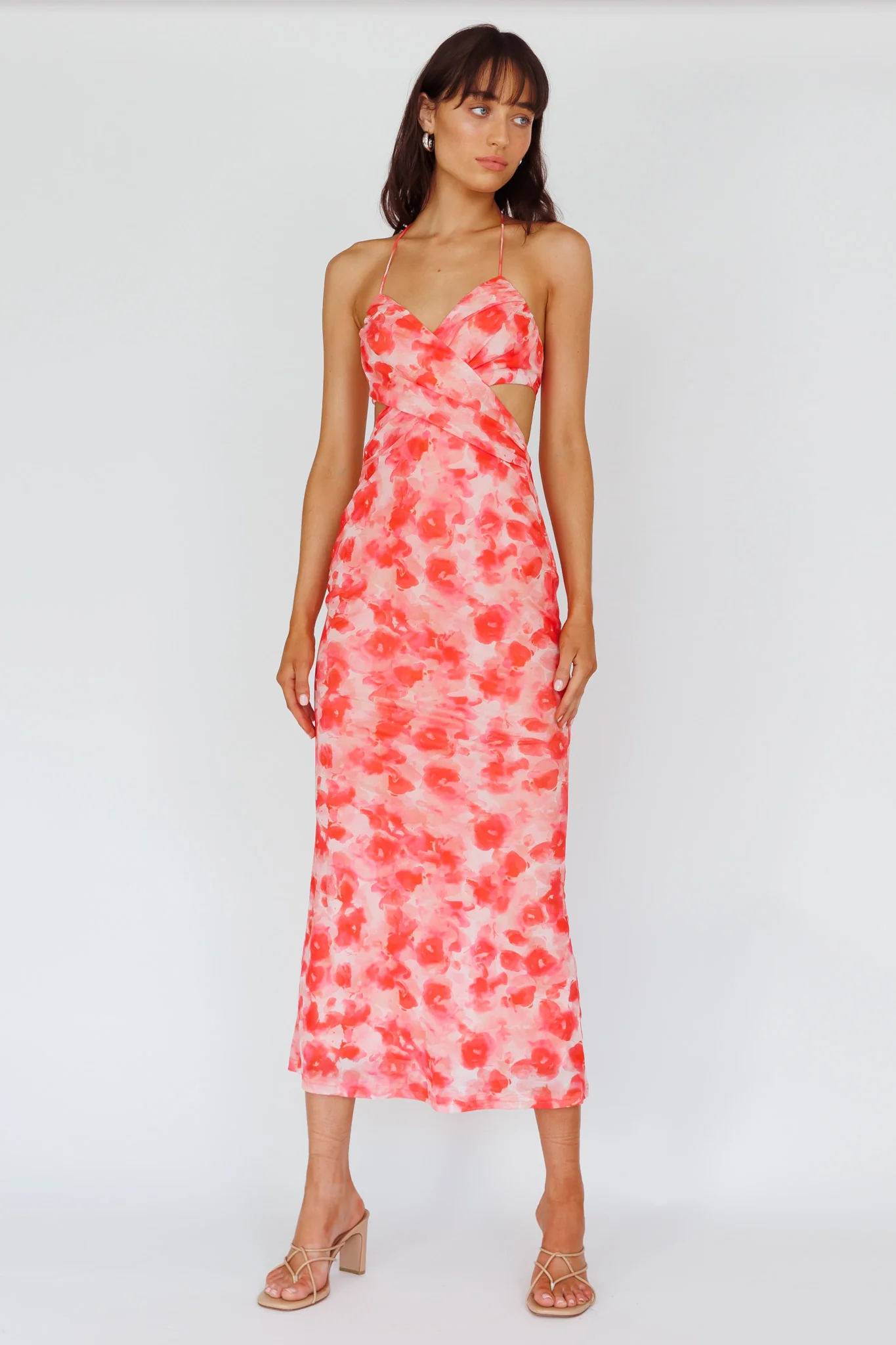 Alivia Tied Back Maxi Dress Floral Red - Image 5