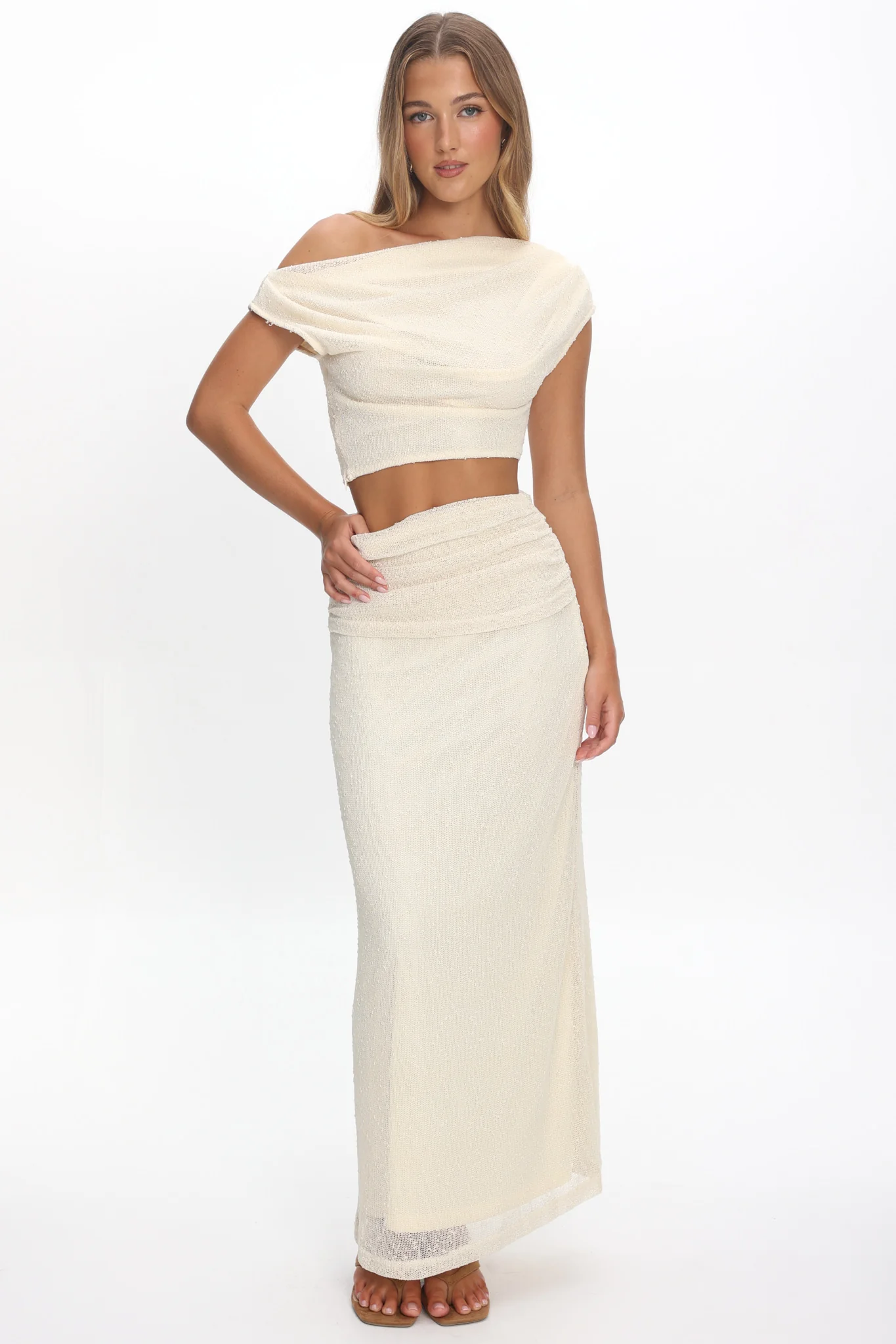 Alivya Asymmetric Neckline Knit Top Butter - Image 2