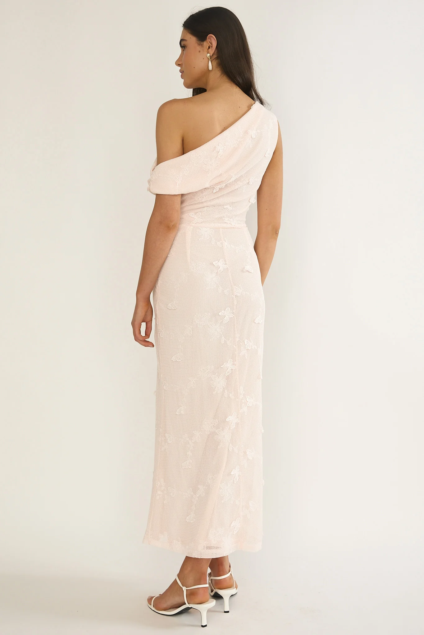 Alivya Asymmetric Neckline Maxi Dress Embellished Pink - Image 2