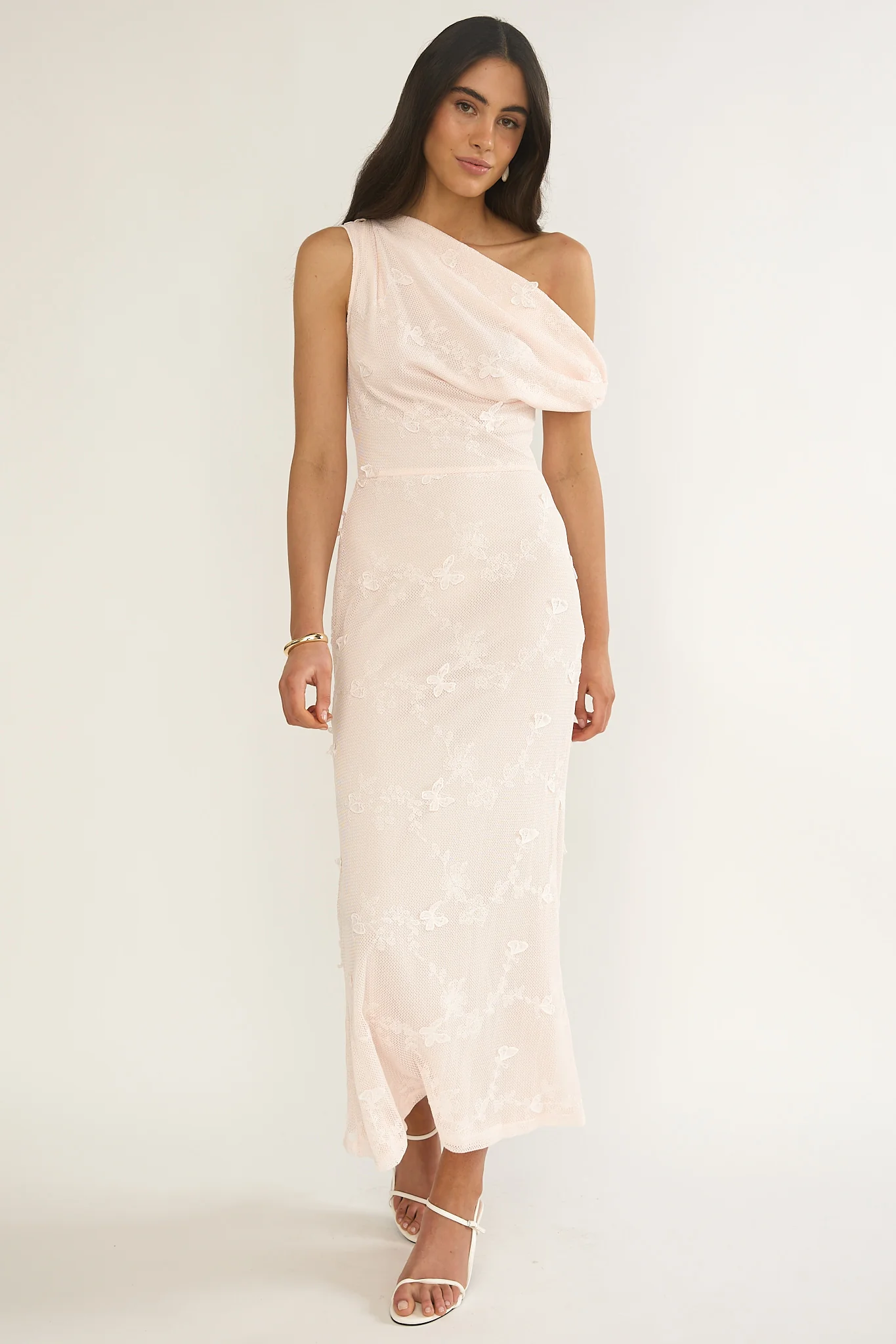 Alivya Asymmetric Neckline Maxi Dress Embellished Pink - Image 5