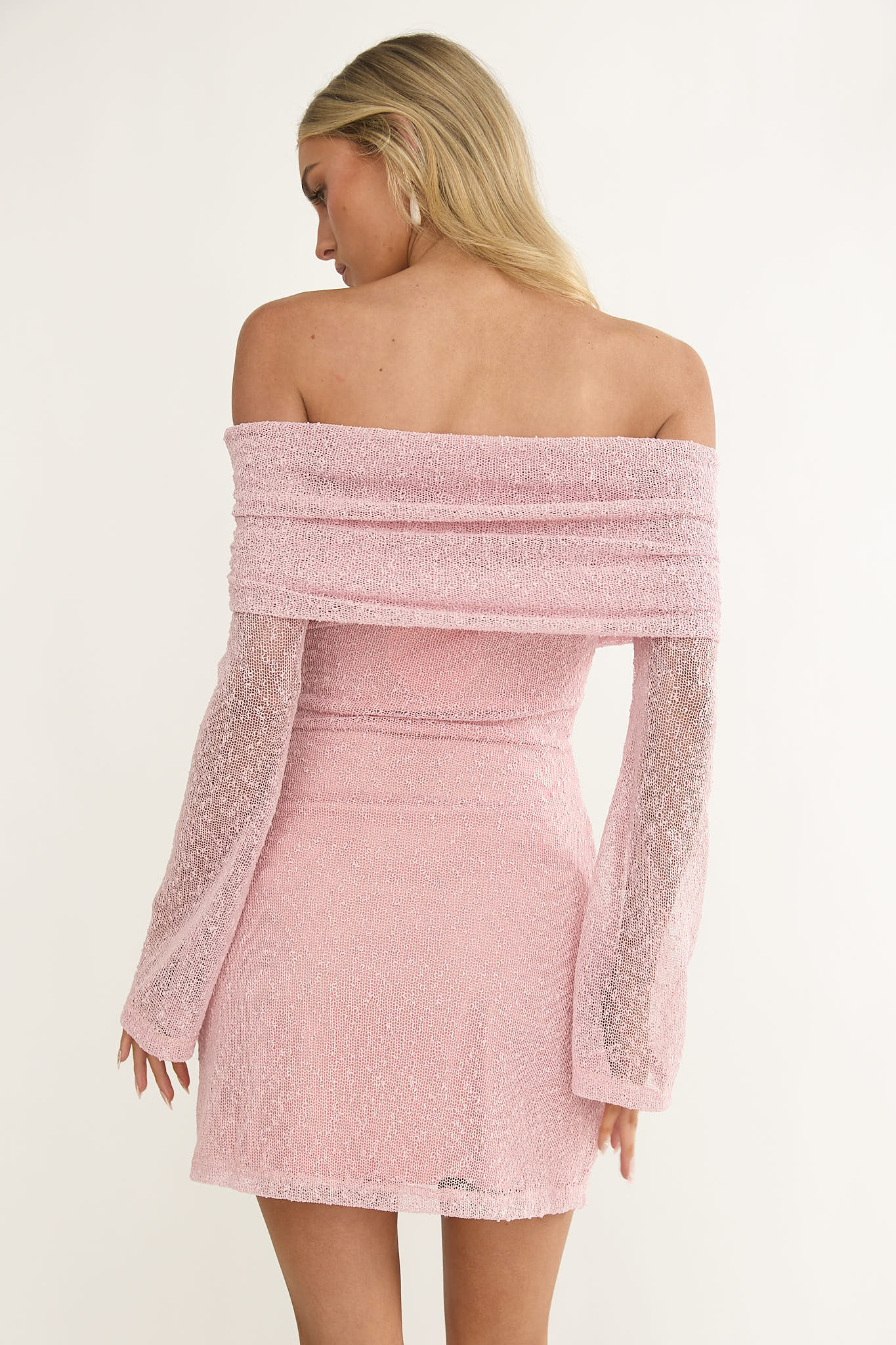 Alivya Off-Shoulder Knit Mini Dress Pink - Image 3