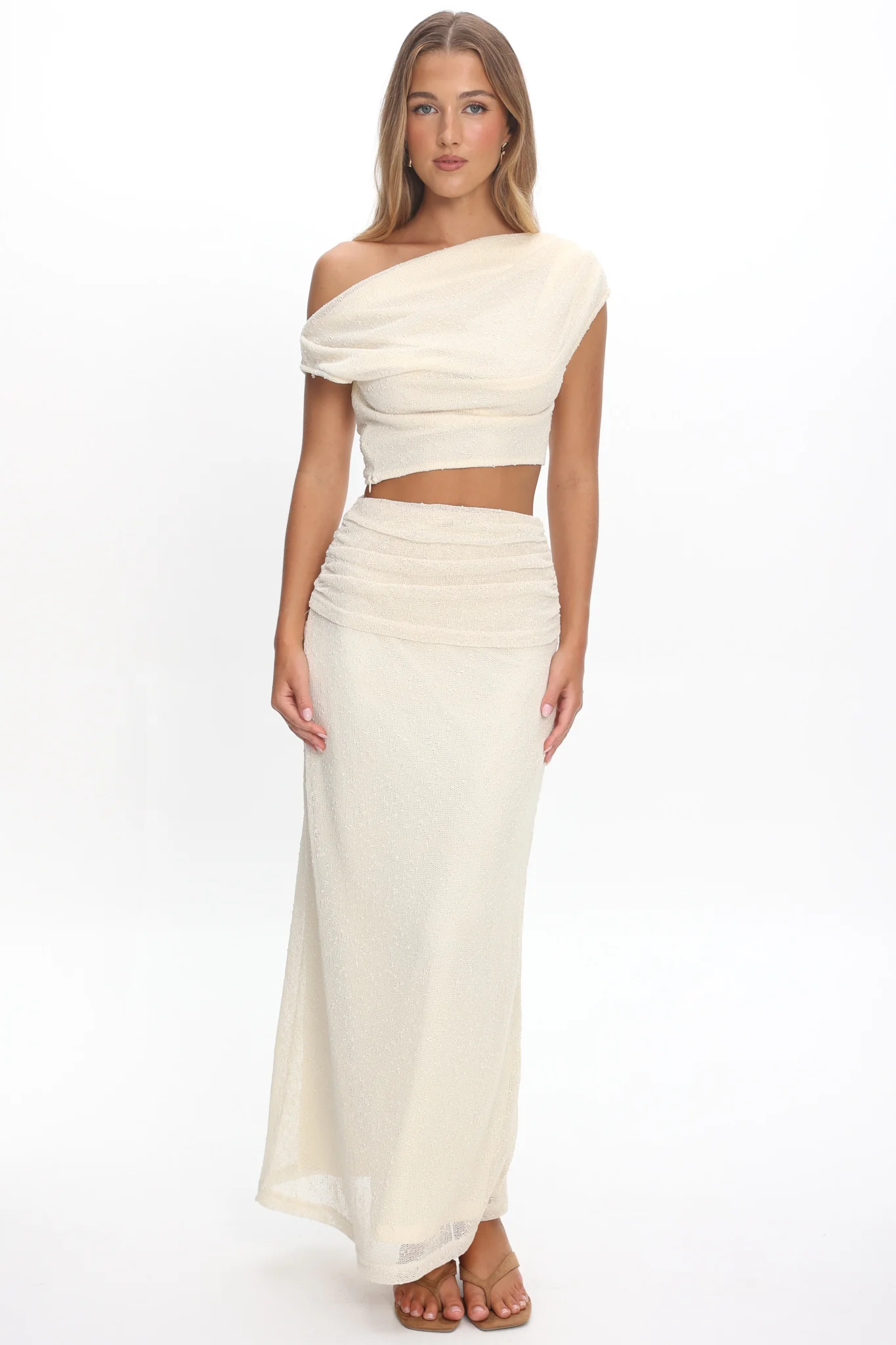 Alivya Ruched Waist Maxi Skirt Butter - Image 2