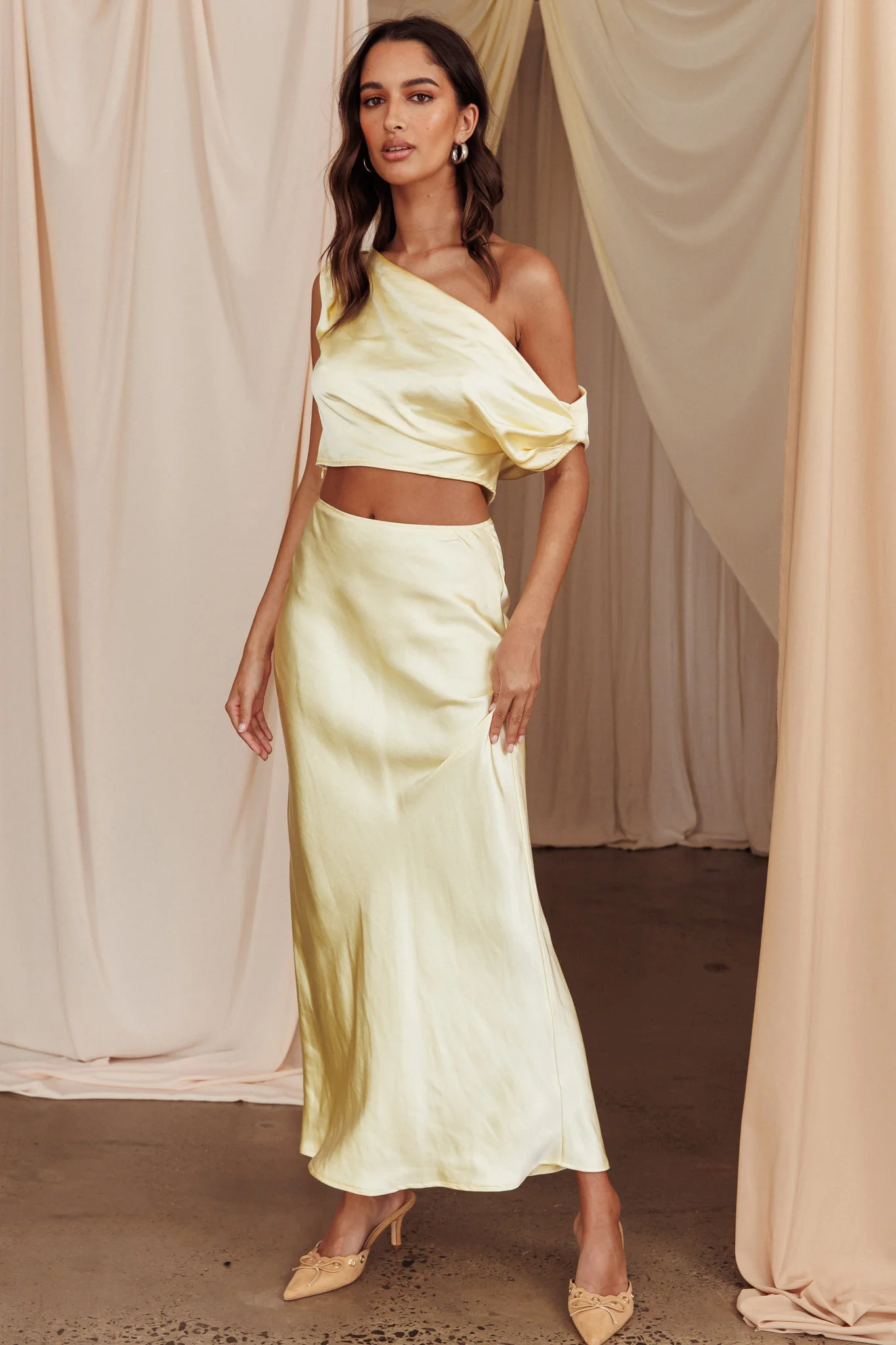 Alivya Satin Maxi Skirt Butter - Image 5