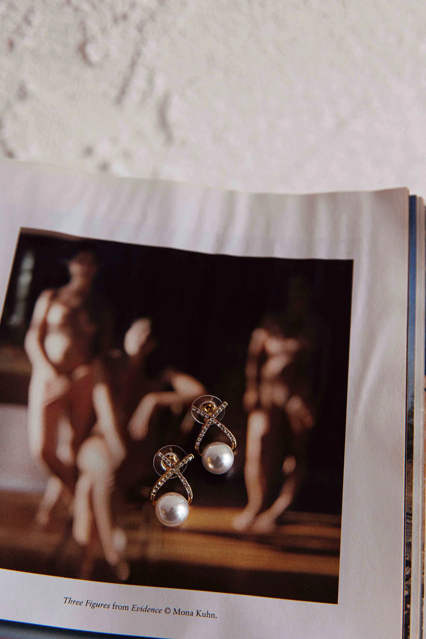 Aliyah Diamante X Pearl Earrings Gold - Image 4