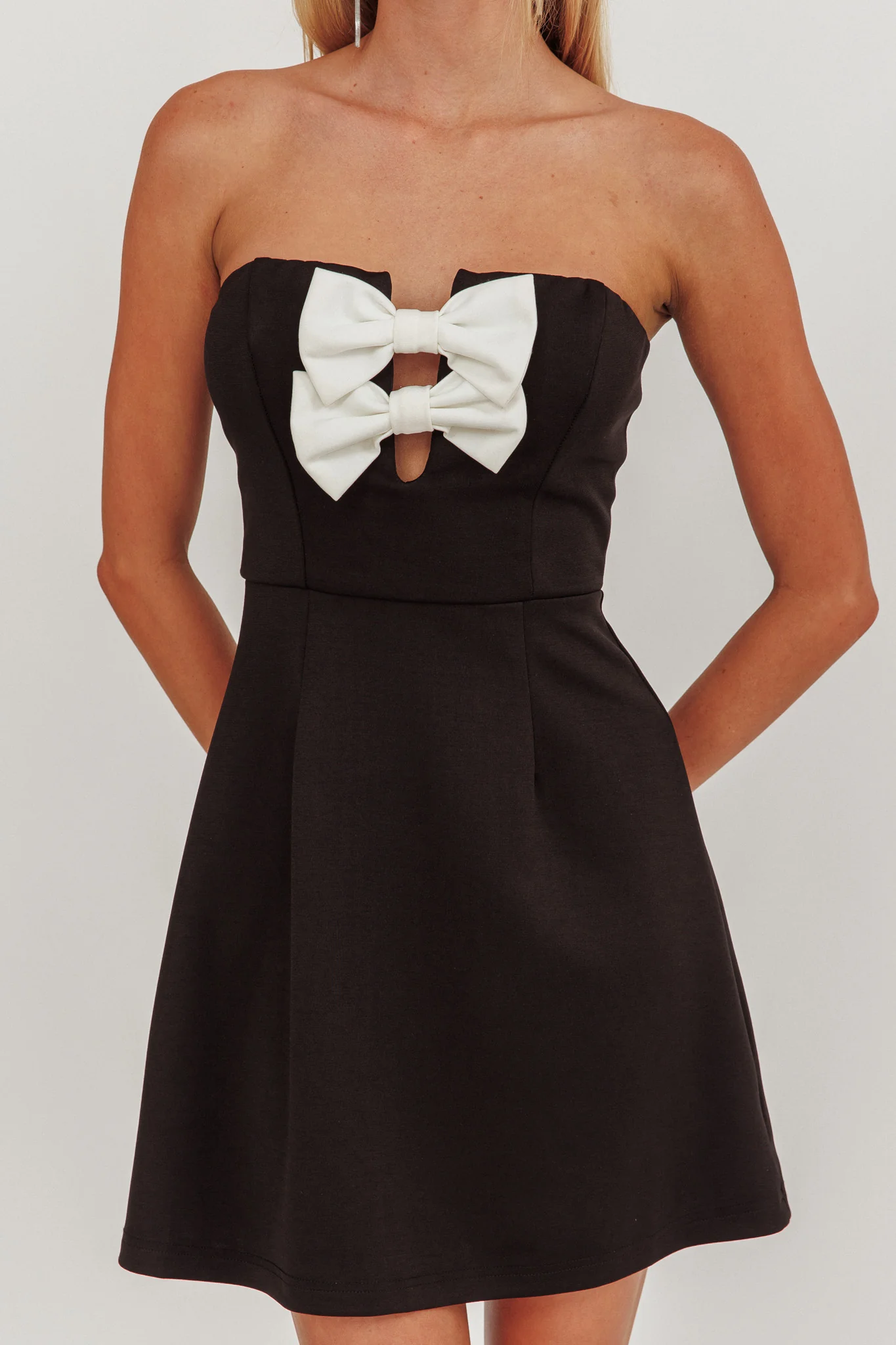 All For You Bow Strapless Mini Dress Black - Image 5