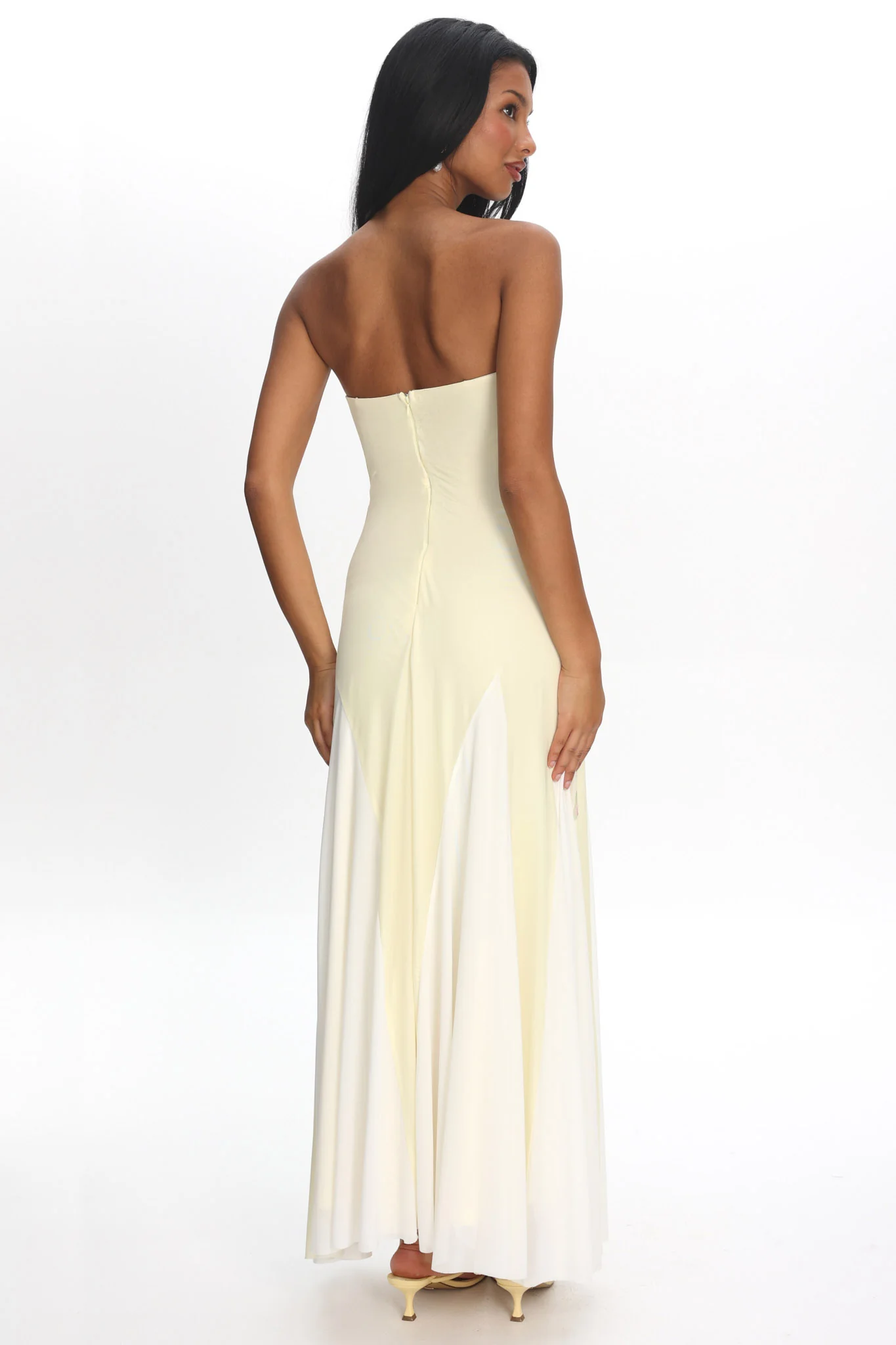 All Mine Godet Hem Maxi Dress Flower Lemon - Image 2