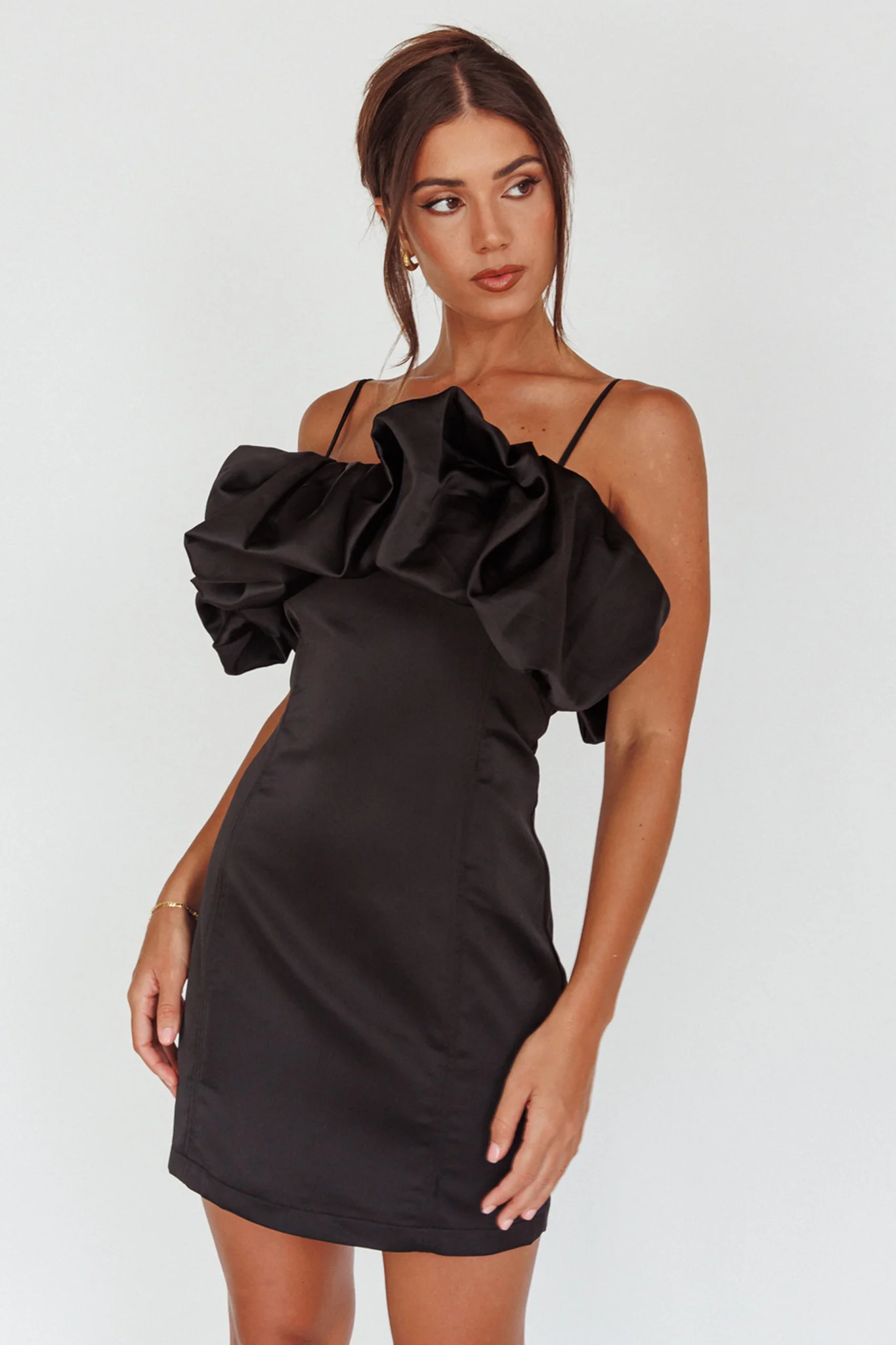 All The Drama Bubble Neckline Mini Dress Black - Image 5