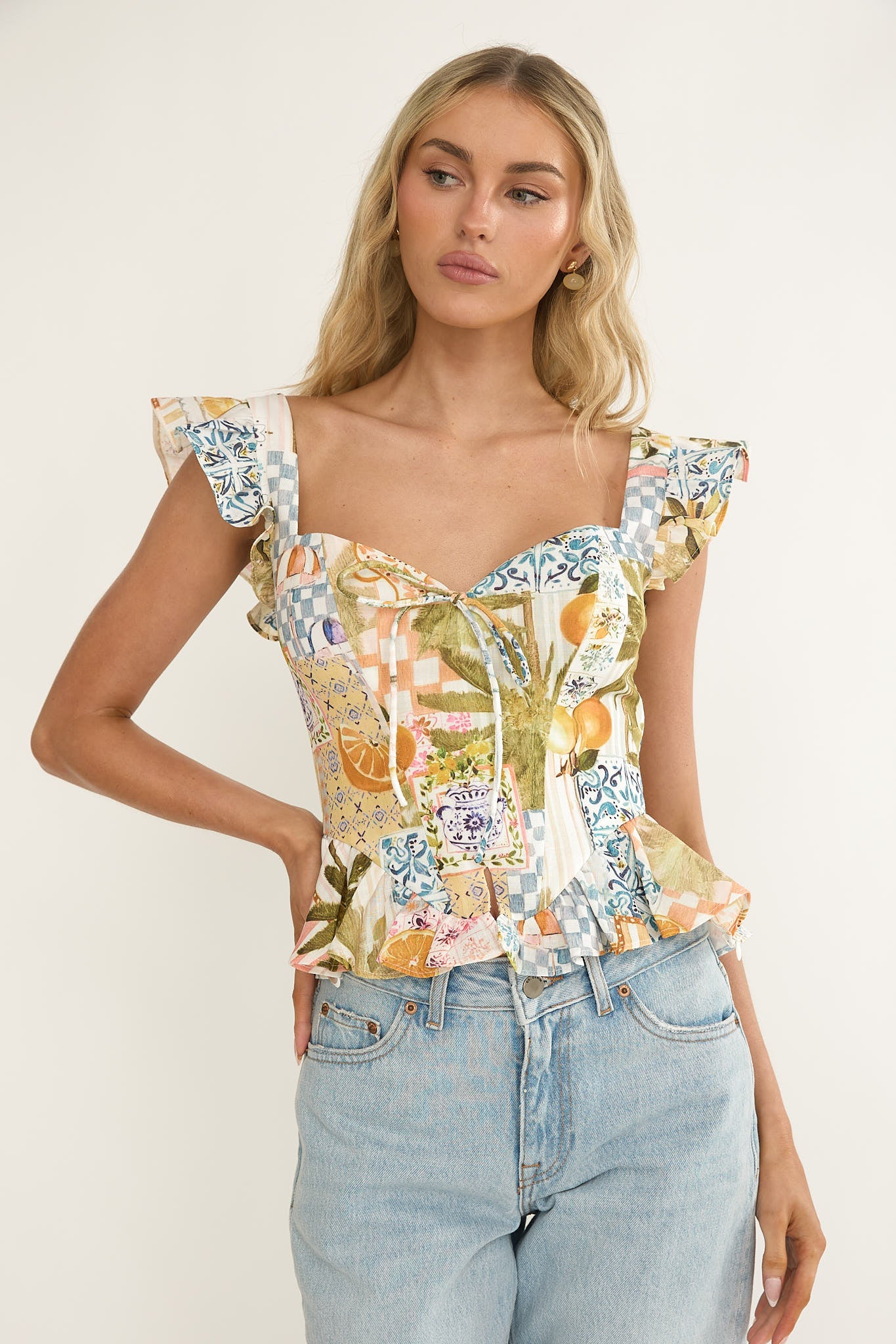 Allora Frill Sleeve Top Las Palmas - Image 5