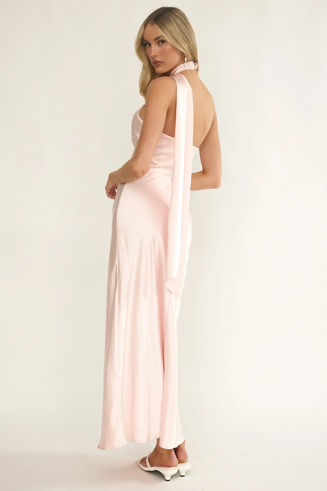 Alvara Crossover Halterneck Maxi Dress Pink - Image 2