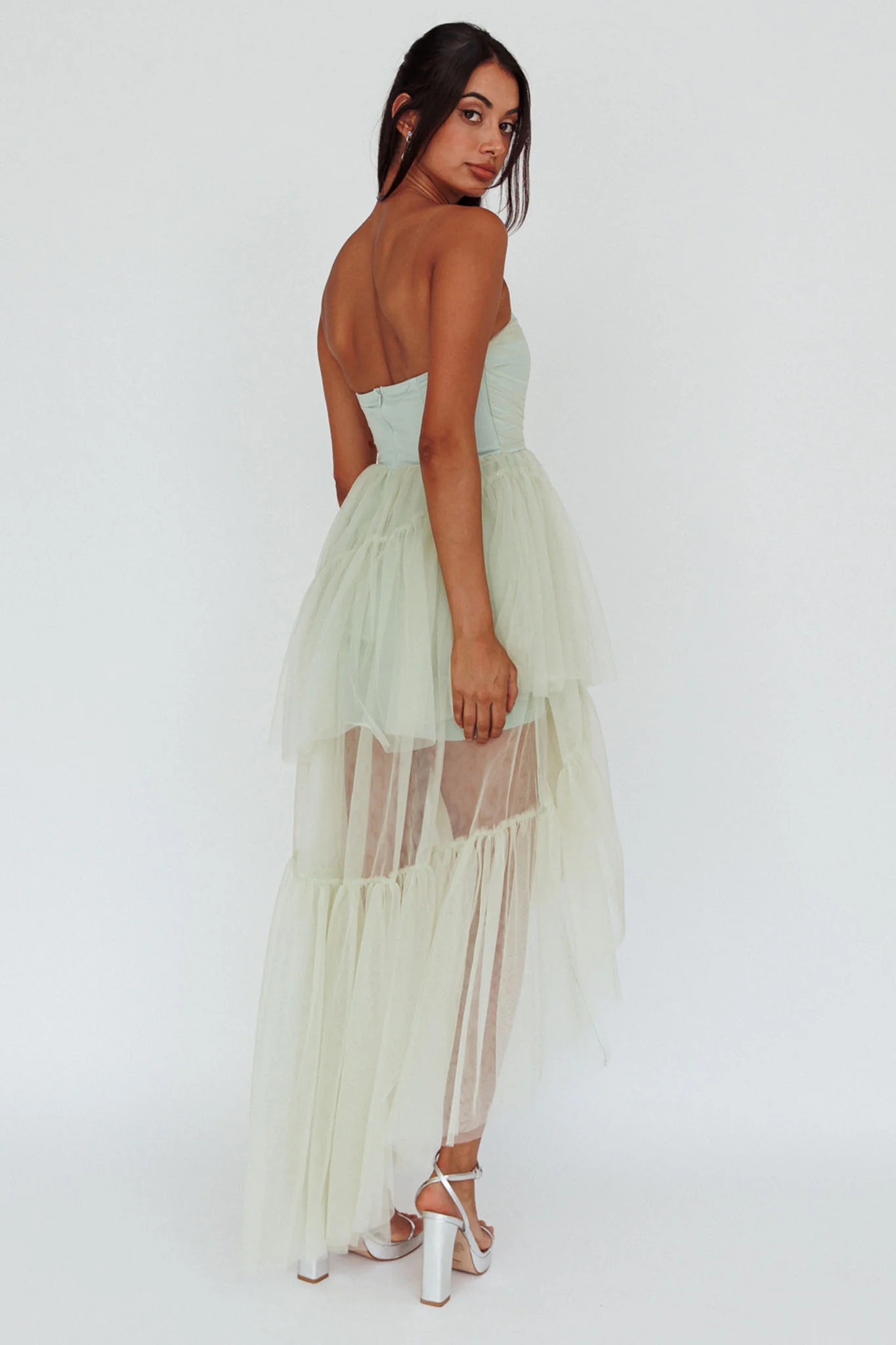 Always & Forever High-Low Midi Dress Sage - Image 2