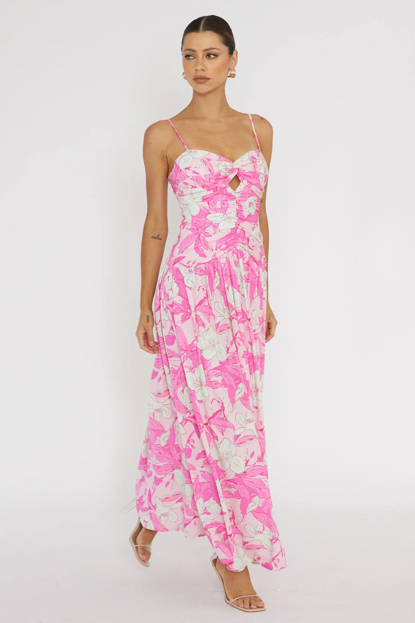 Amanie Ruched Waist Maxi Dress Pink - Image 5